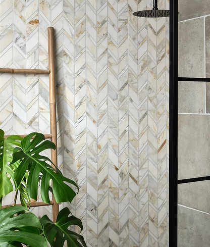 Palazzo Oro Marble Chevron Mosaic - Hyperion Tiles