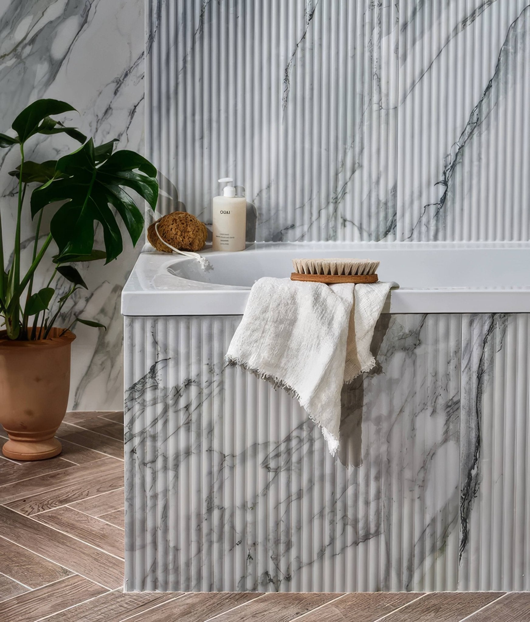 Palm Springs Porcelain Cerulean Fluted - Hyperion Tiles