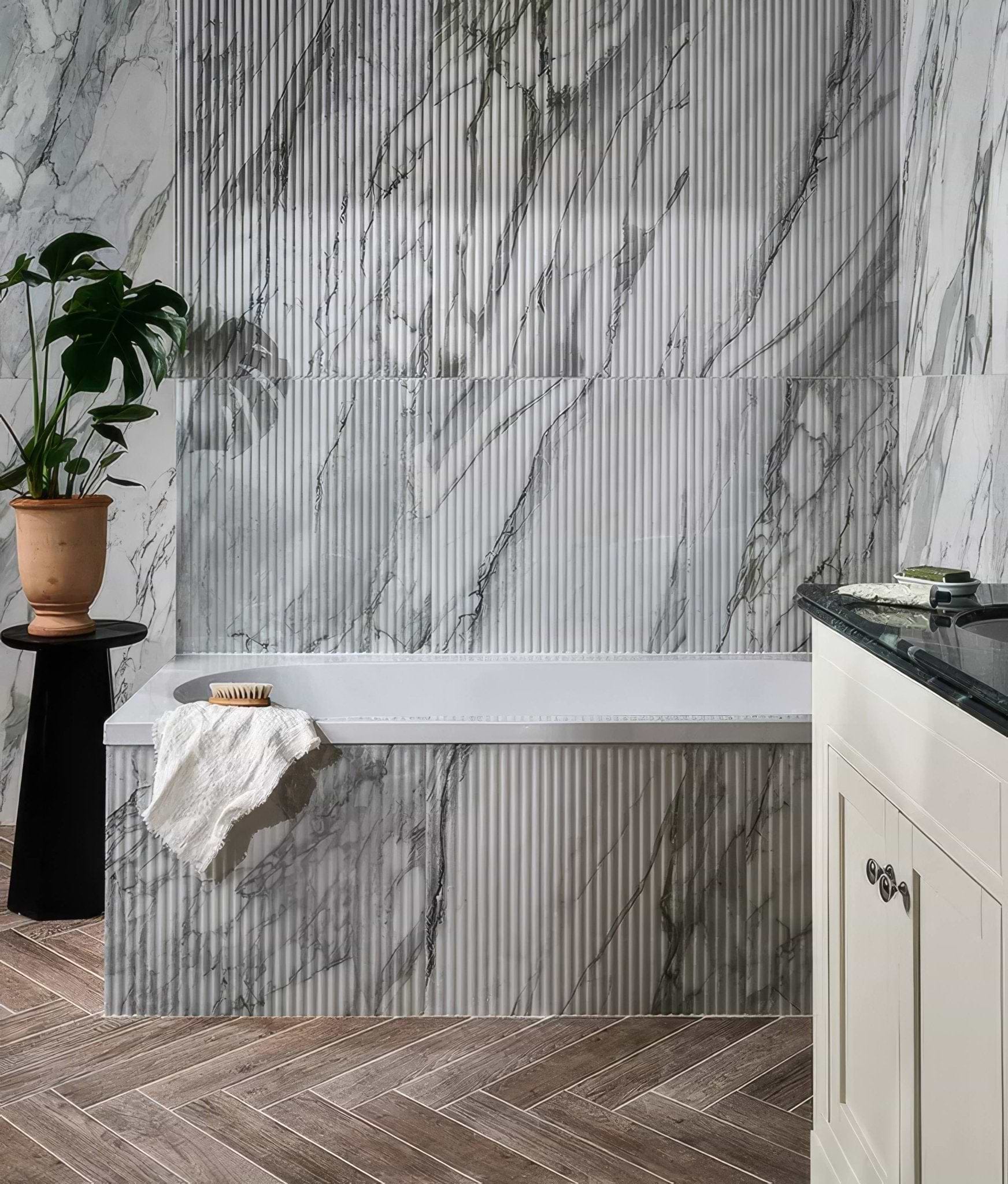 Palm Springs Porcelain Cerulean Fluted - Hyperion Tiles