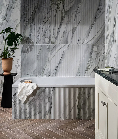 Palm Springs Porcelain Cerulean Fluted - Hyperion Tiles