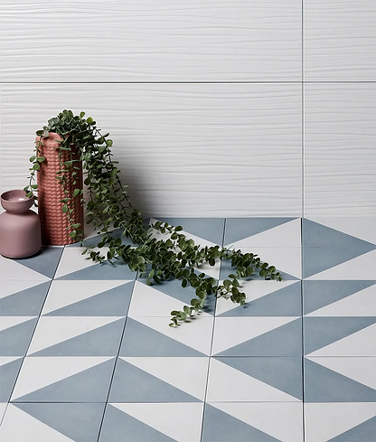 Parisian Café Porcelain Tri Blue - Hyperion Tiles
