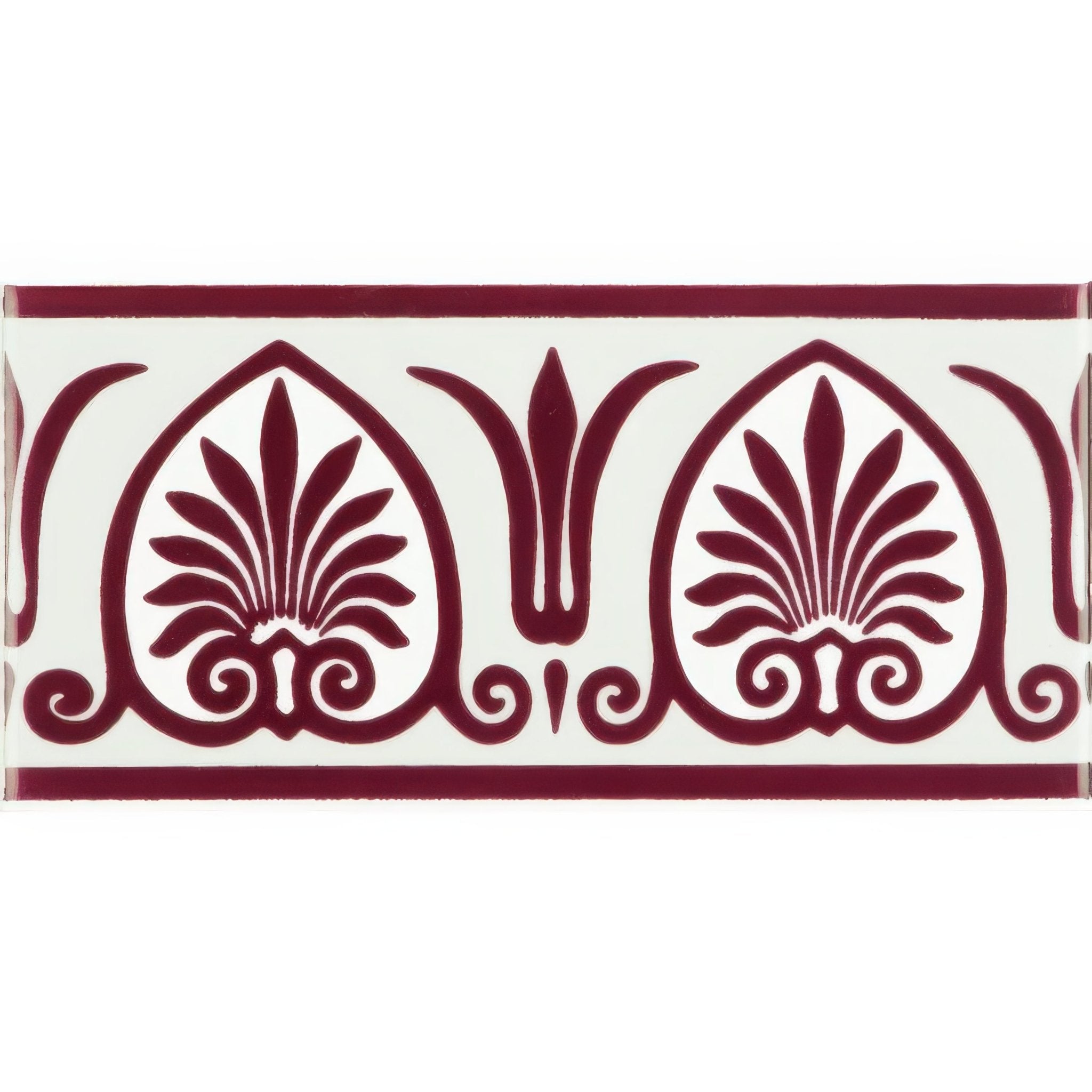 Parthenon Burgundy On Brilliant White - Hyperion Tiles