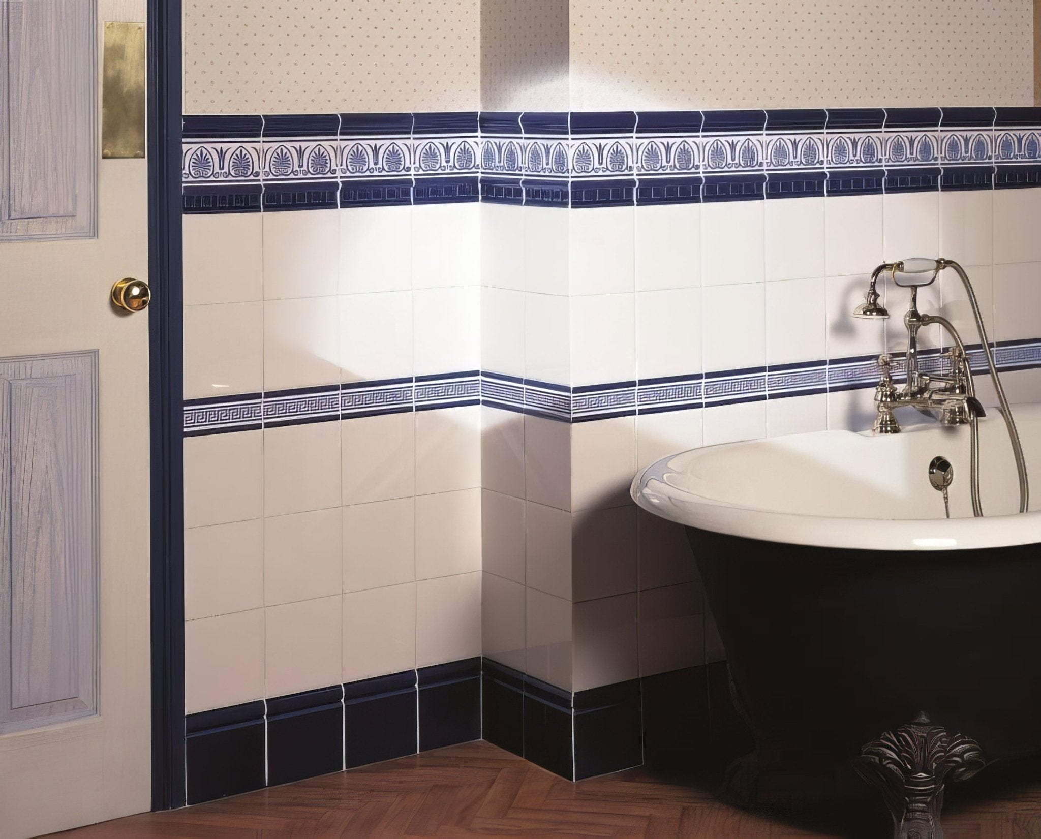 Parthenon Royal Blue On Brilliant White - Hyperion Tiles