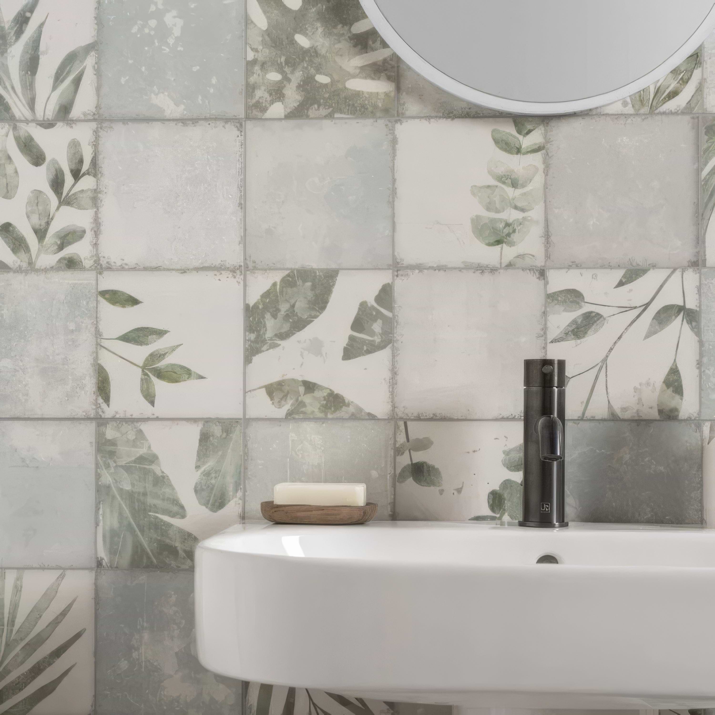 Patchwork Botanical Iris By Hyperion Tiles