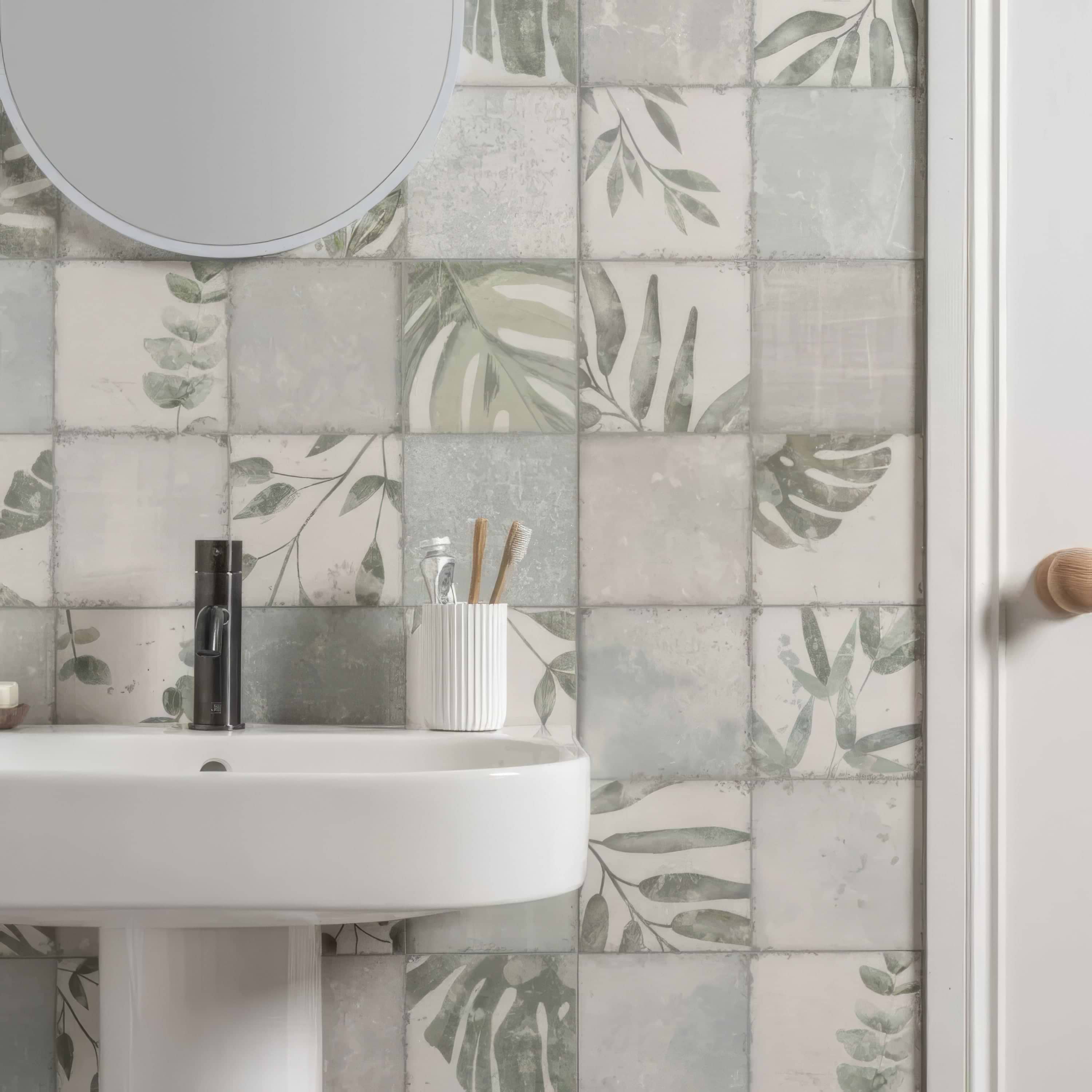 Patchwork Botanical Iris By Hyperion Tiles