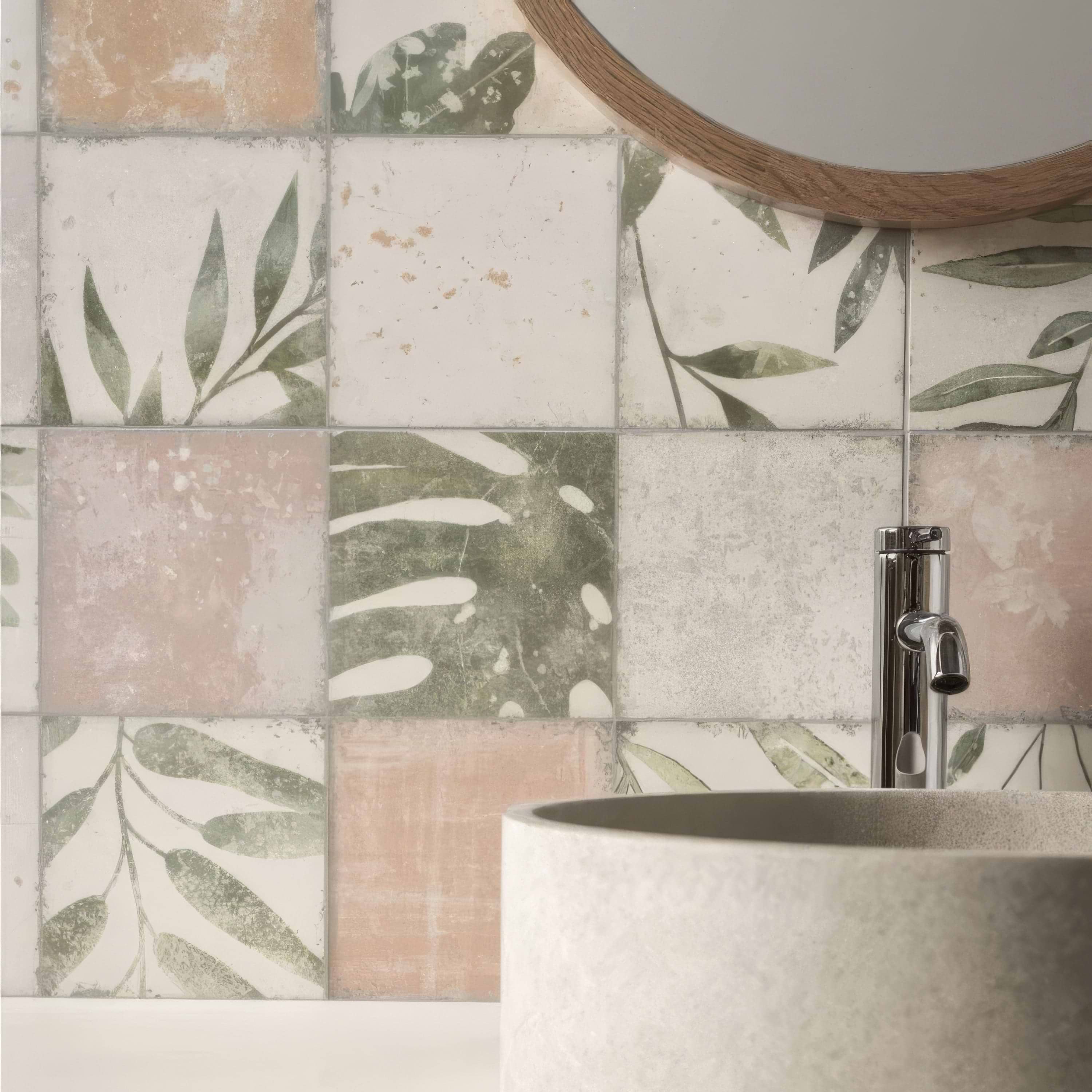 Patchwork Botanical Rose By Hyperion Tiles
