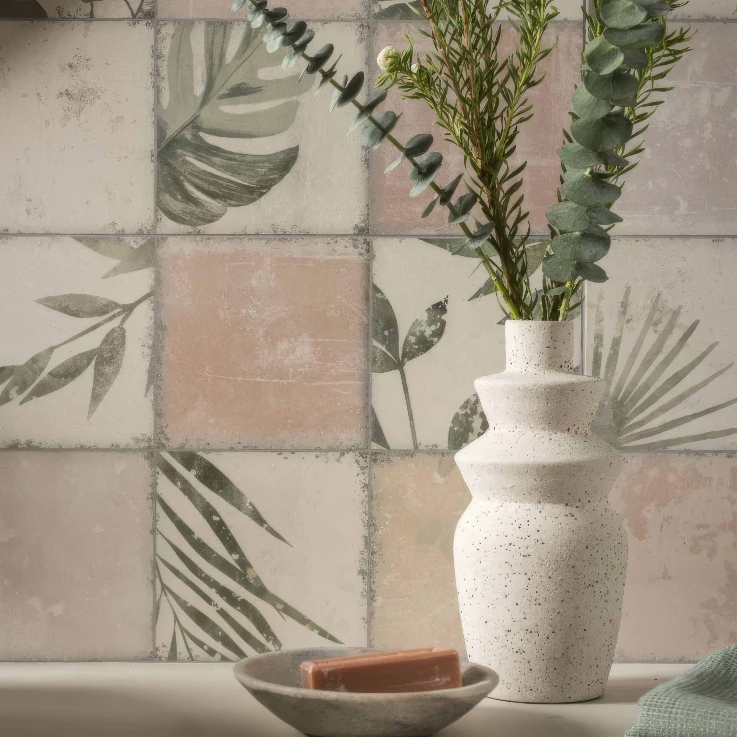 Patchwork Botanical Rose By Hyperion Tiles