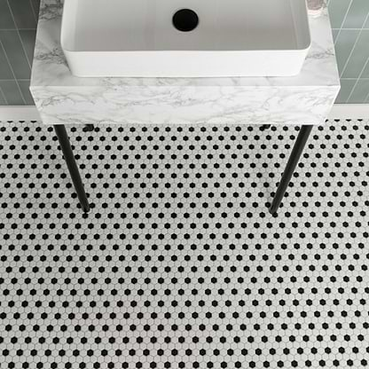 Black & White Honeycomb Floor Mosaic | Hexagon Mosaic | Hyperion Tiles