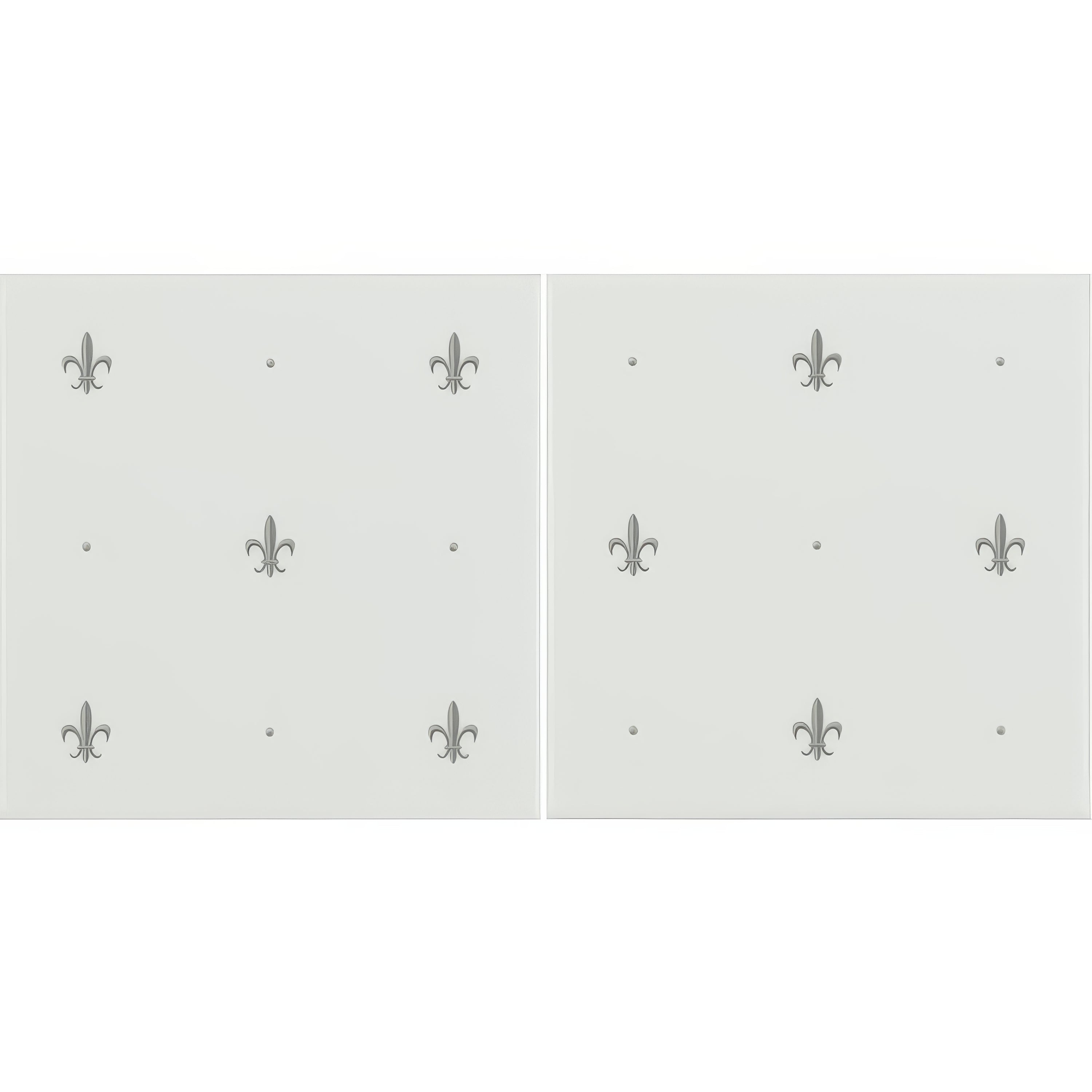 Fleur de Lis Platinum on Brilliant White (2 Tile Set)