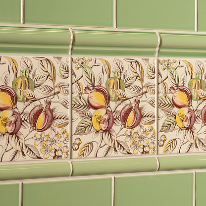 Pomegranate Continuous Patterns on County White - Hyperion Tiles