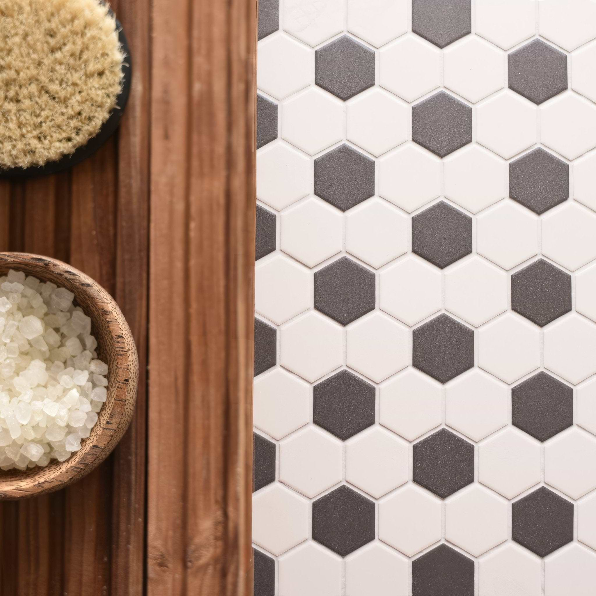 Porcelain Hexagon White & Black - Hyperion Tiles