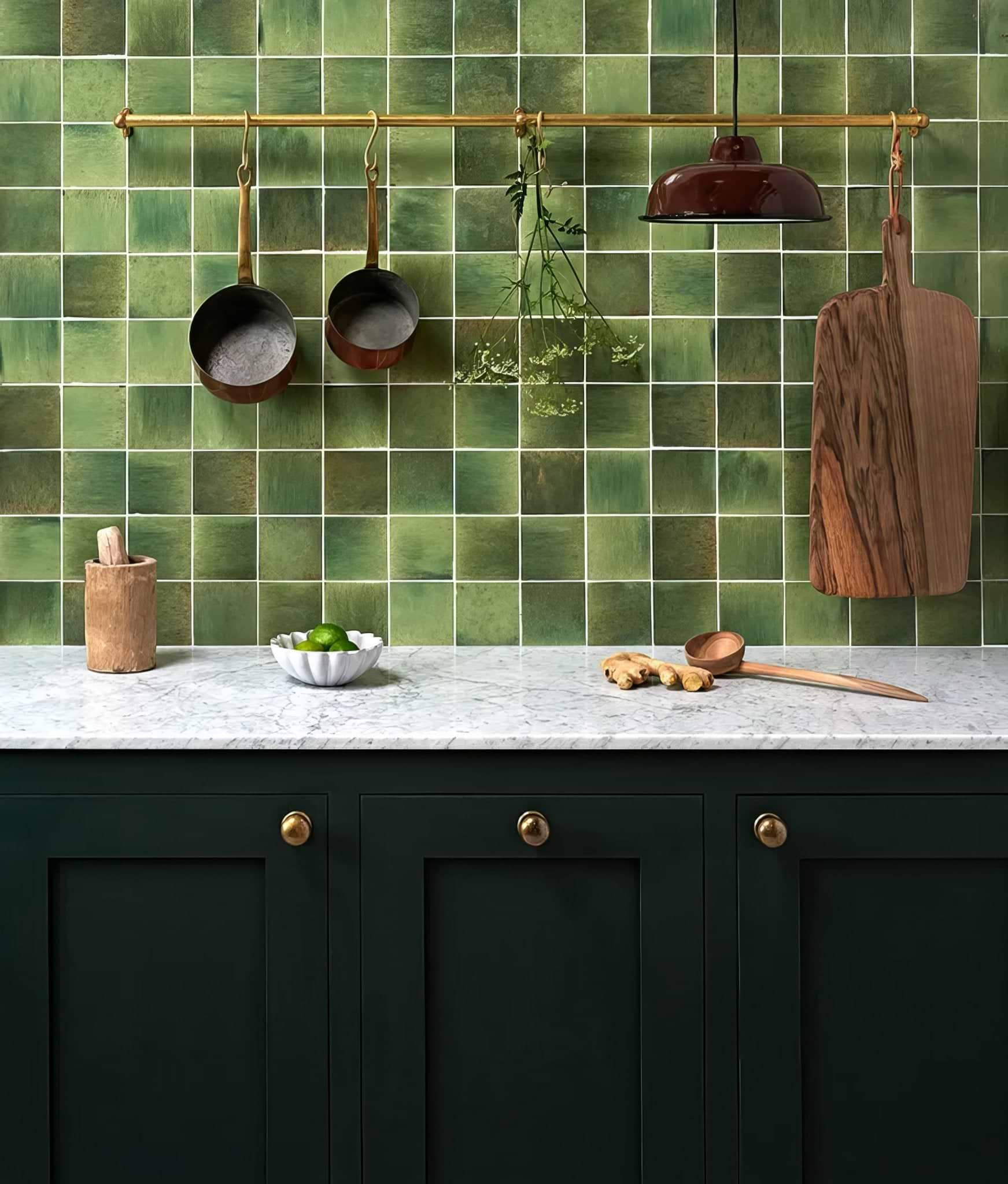 Pottery Porcelain Kale Green Square - Hyperion Tiles