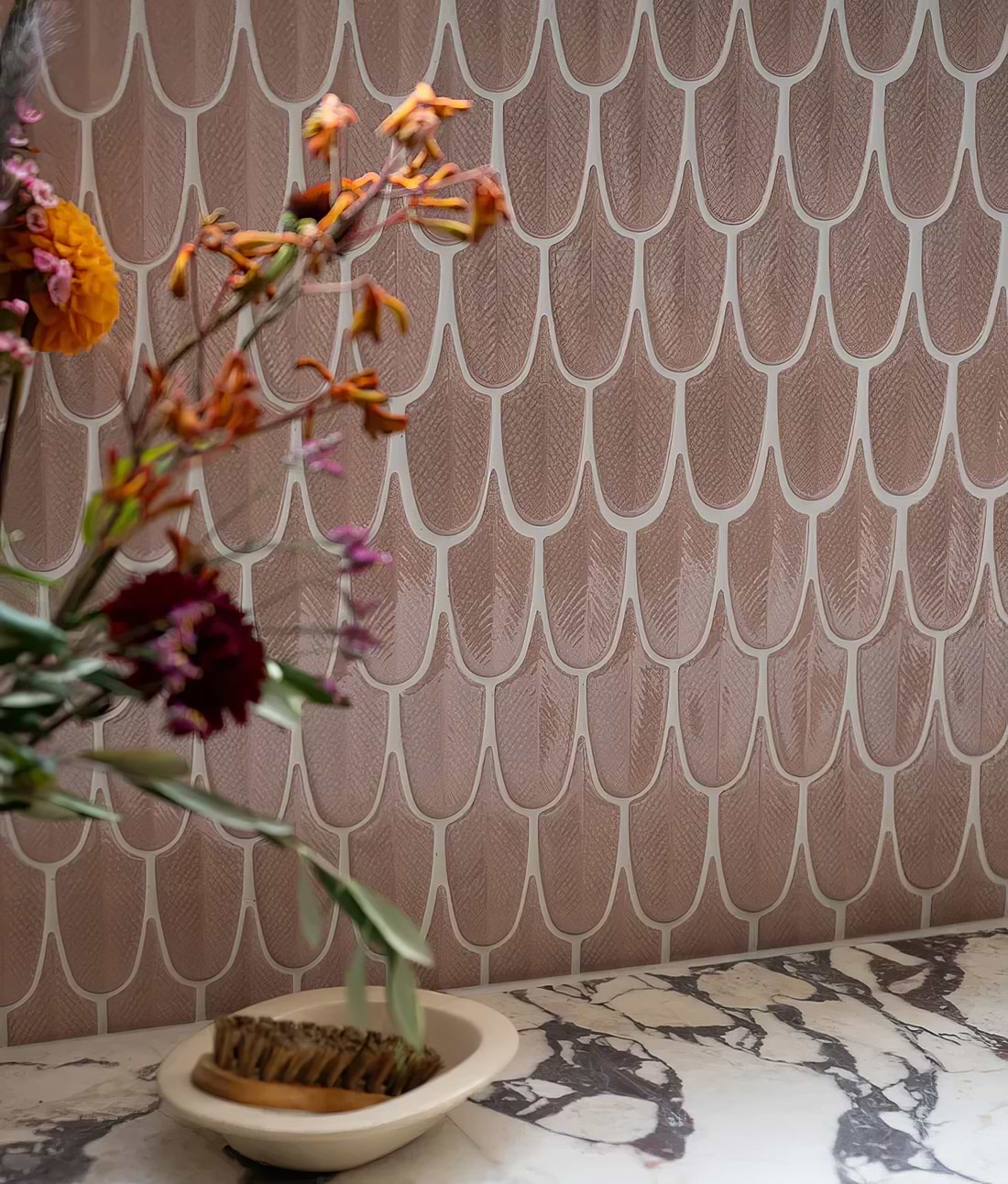 Preen Porcelain Mosaic Blush - Hyperion Tiles