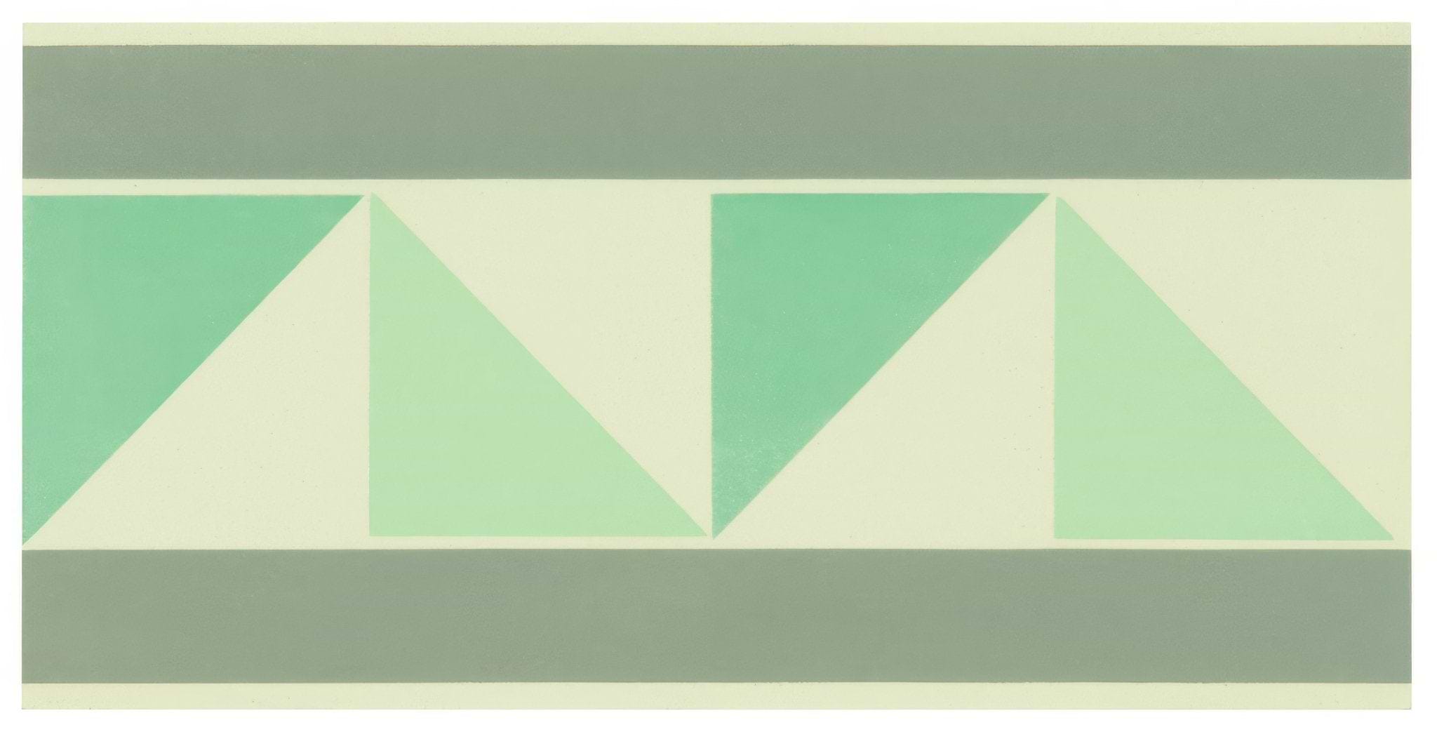 Pyrenees Border Light Grey, Light Jade and Dark Jade on White - Hyperion Tiles