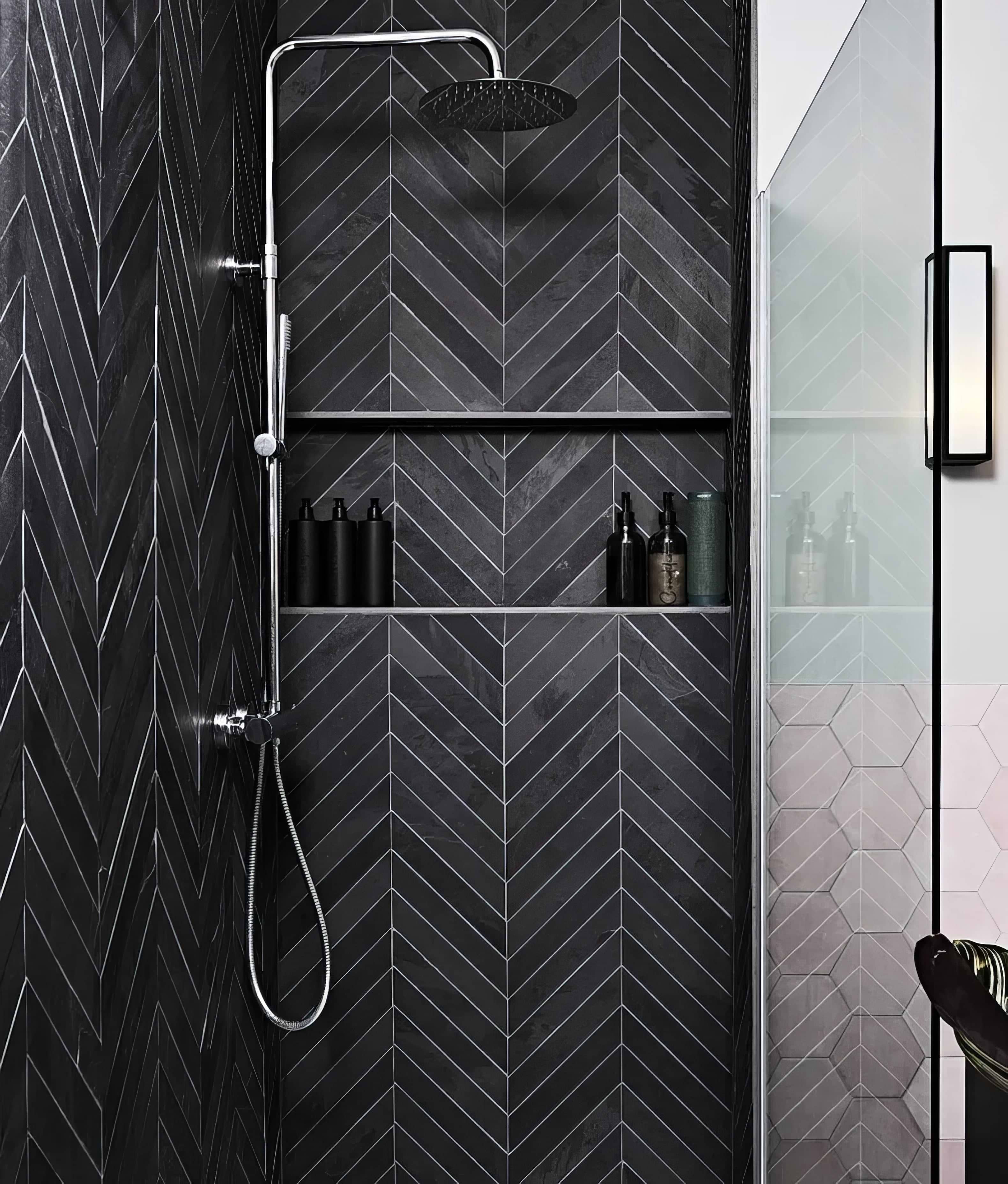 Metropolitan Slate Chevron Riven Finish - Hyperion Tiles