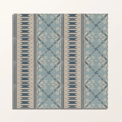 Adventuras Ziggy Border Blue Porcelain | Hyperion Tiles