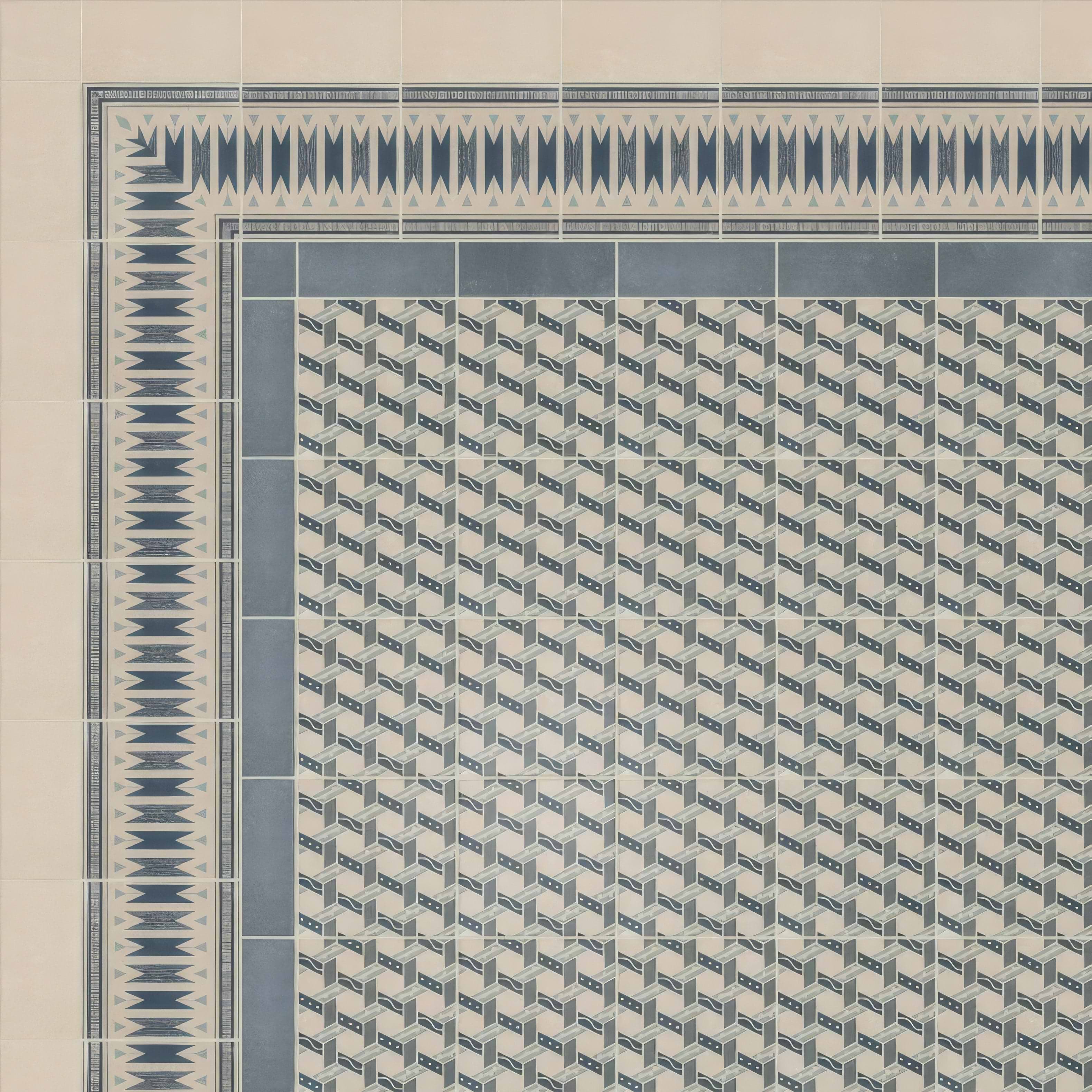 Adventuras Ziggy Border Blue Porcelain | Hyperion Tiles