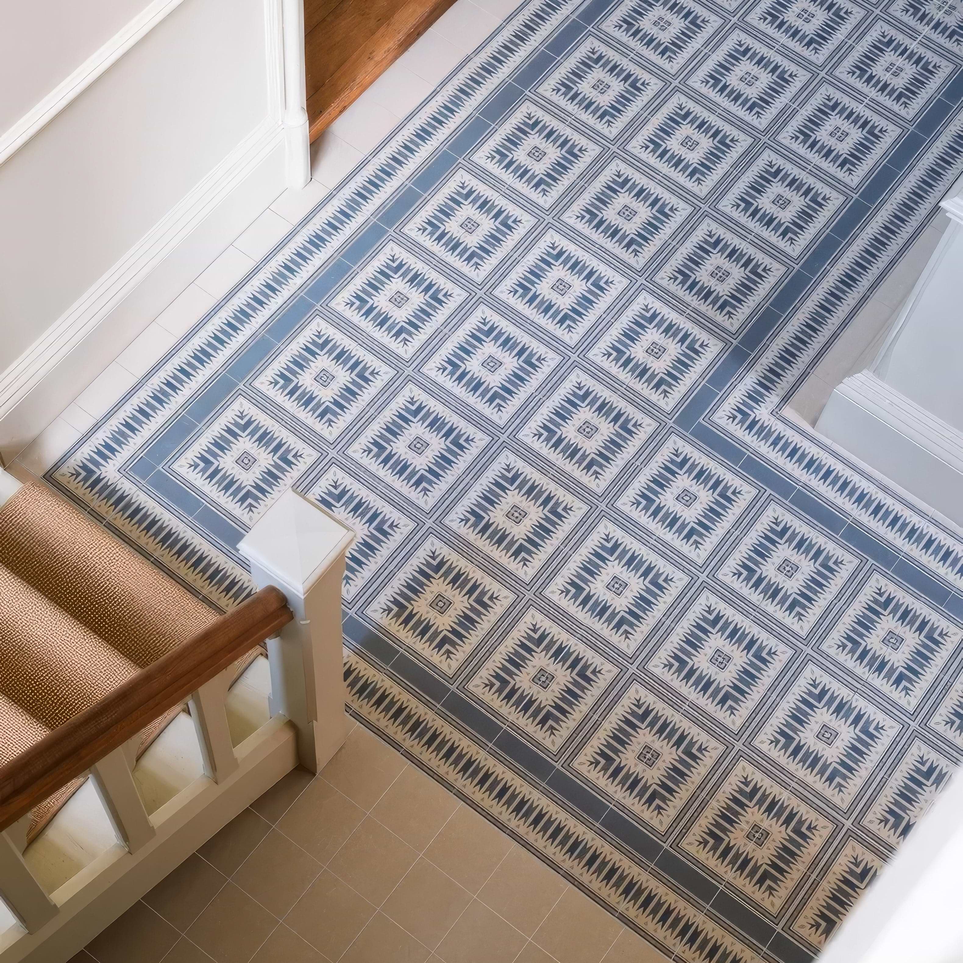 Adventuras Ziggy Border Blue Porcelain | Hyperion Tiles