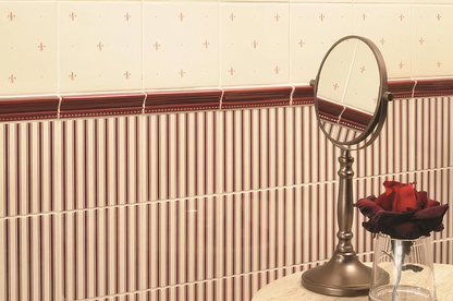 Regency Stripe Burgundy on County White - Hyperion Tiles