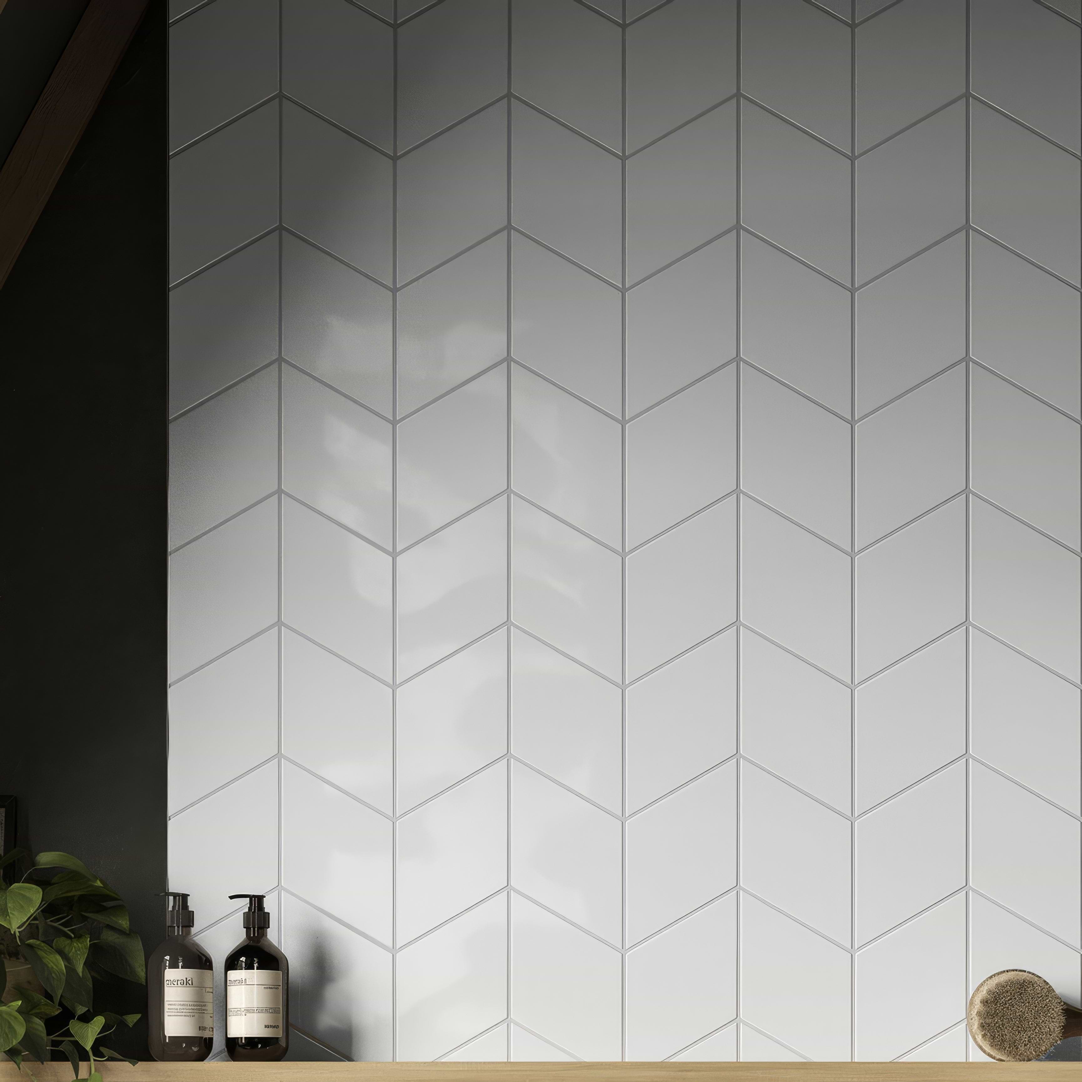 Rhomboid White Ceramic Wall Tile By Hyperion Tiles
