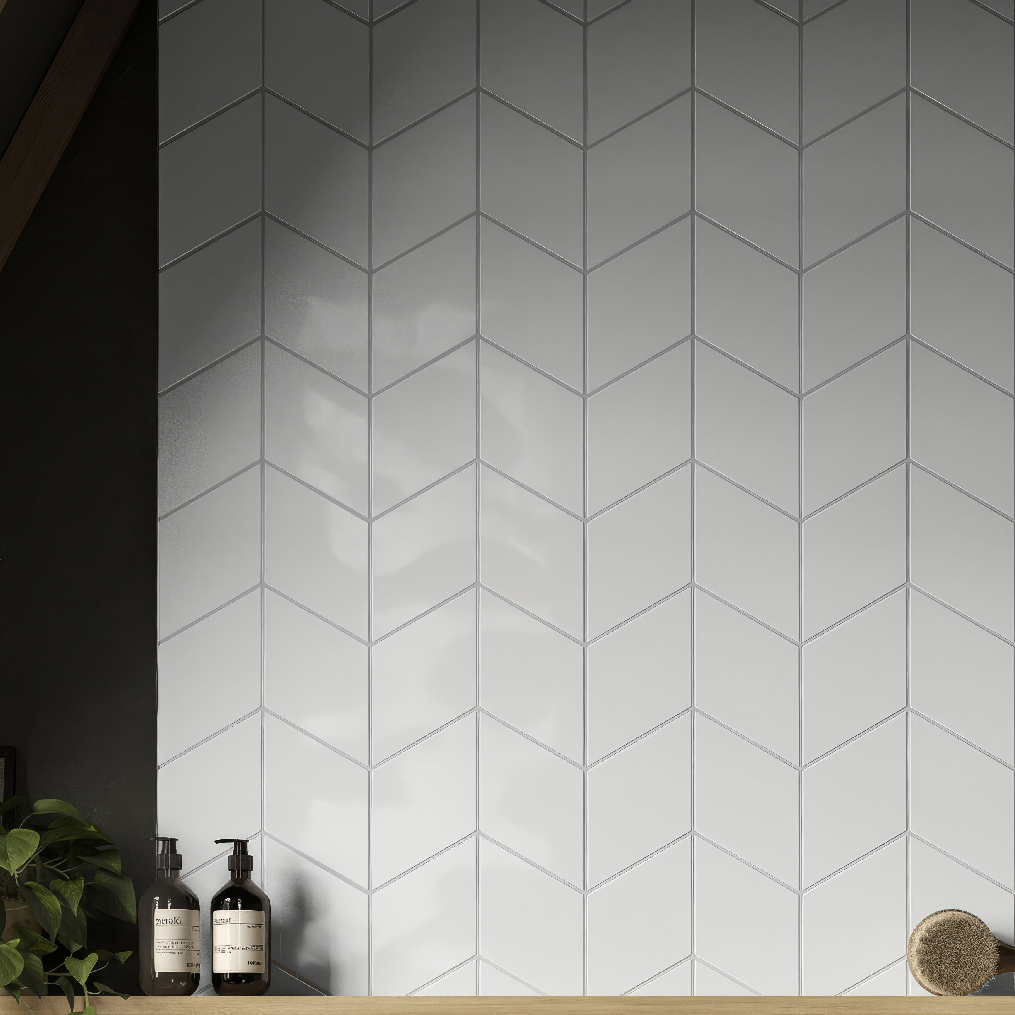 Rhomboid White Ceramic Wall Tile By Hyperion Tiles