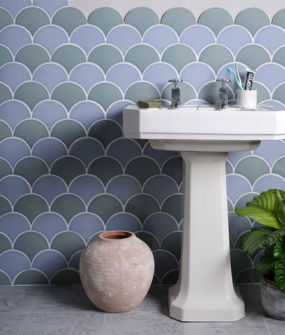 Riverlands Scales Ceramic Sky - Hyperion Tiles