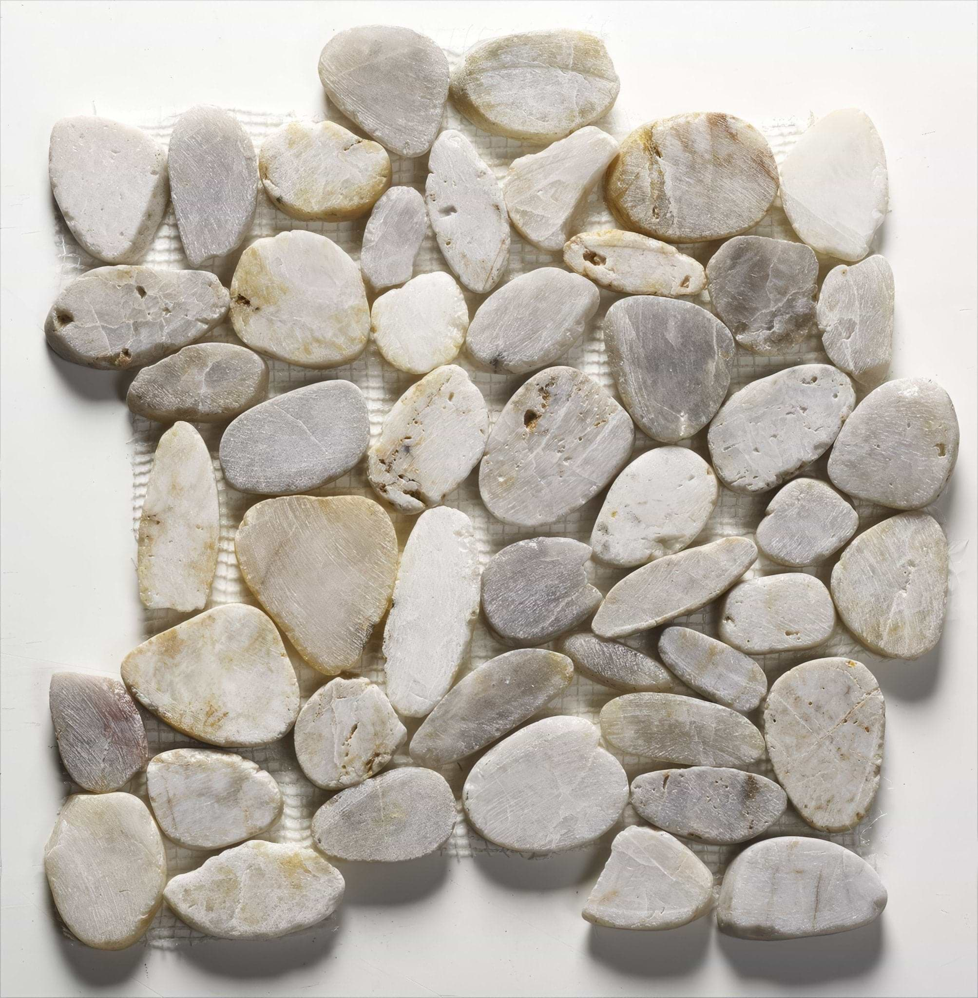 Riverstone White Flat Cut Pebble Mosaic - Hyperion Tiles