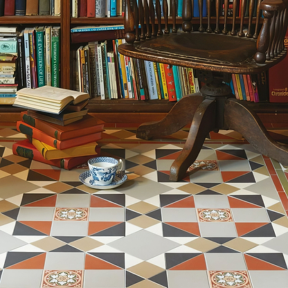 Rochester Black, Holkham Dune, Red, Regency Bath & White with Livingstone Green on Buff - Hyperion Tiles