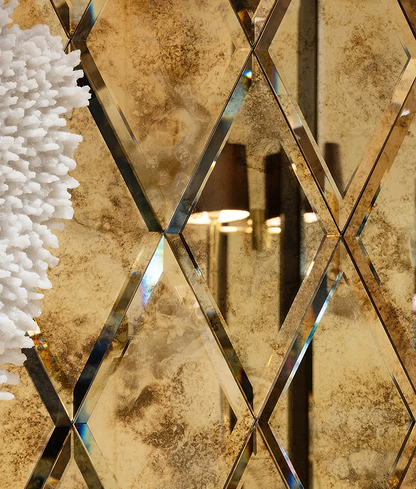 Rococo Glass Mirror Diamond Brass  Hyperion Tiles