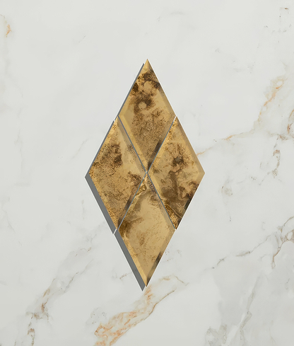 Rococo Glass Mirror Diamond Brass  Hyperion Tiles