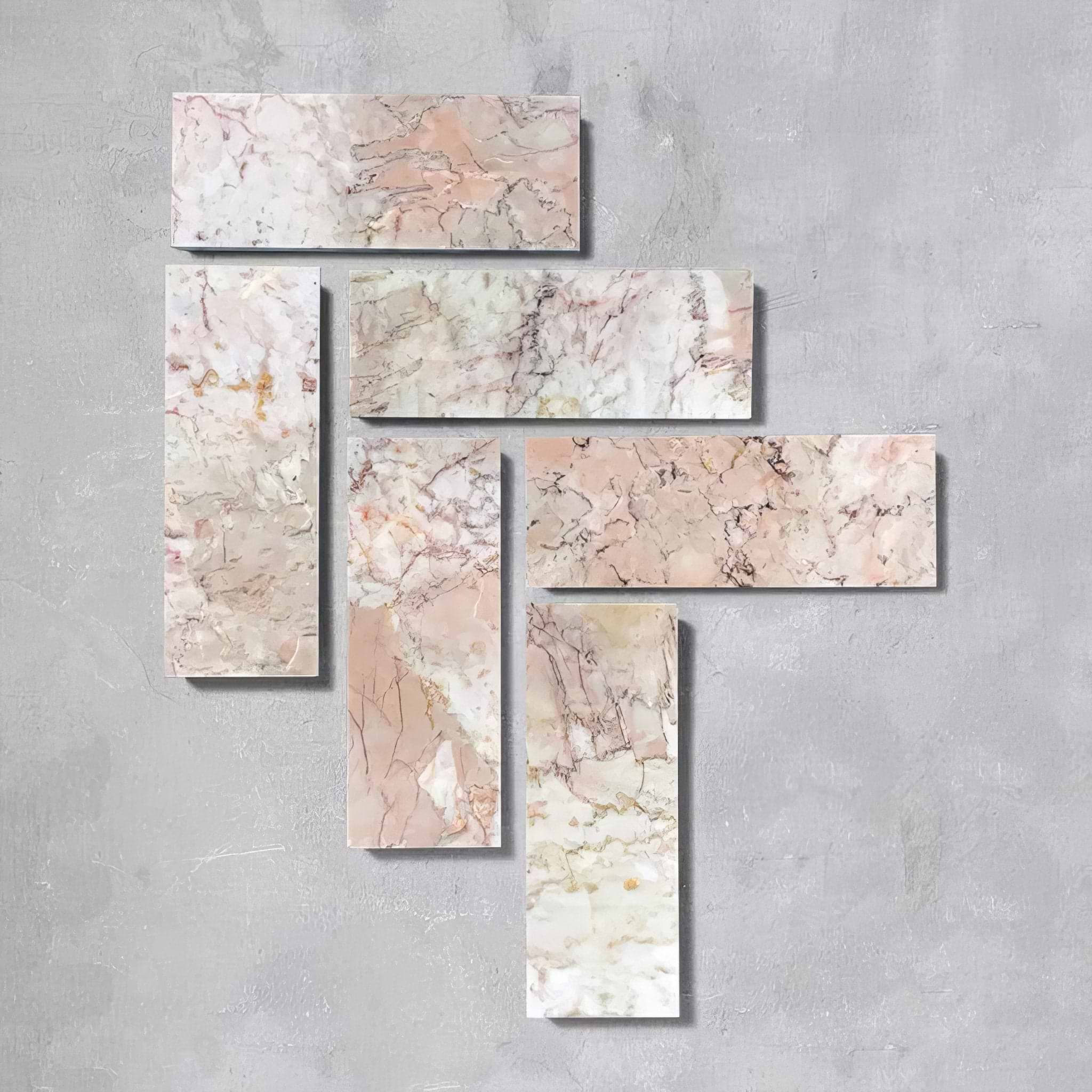 Rose Pink Herringbone Honed Marble Tile - Hyperion Tiles