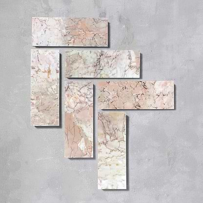 Rose Pink Herringbone Honed Marble Tile - Hyperion Tiles