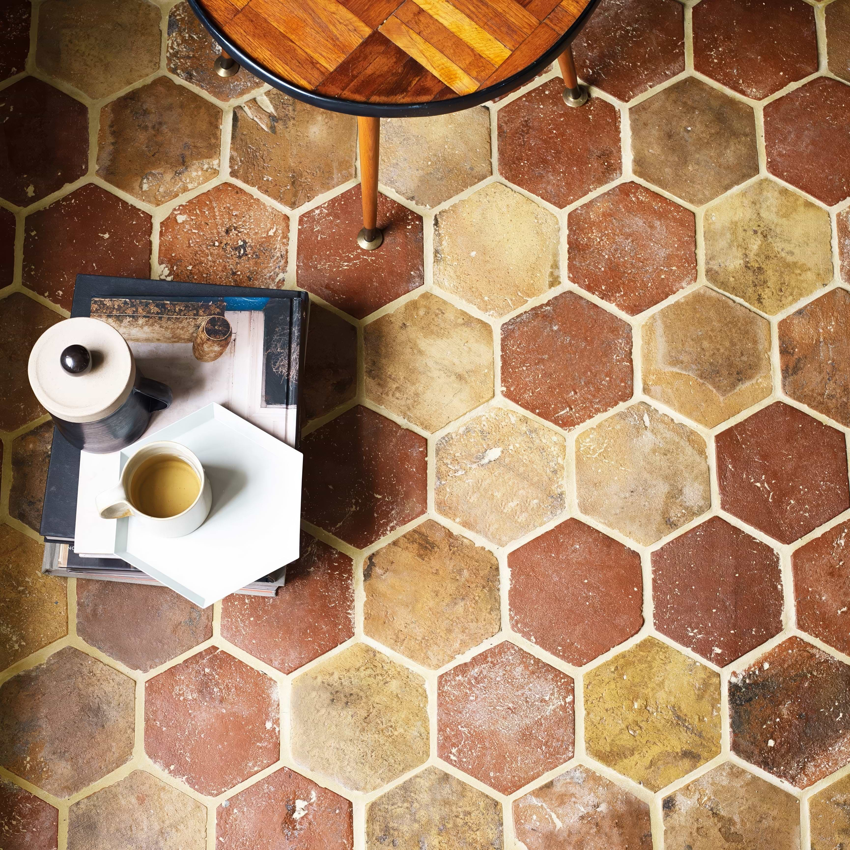 Reclaimed Terracotta Hexagon - Hyperion Tiles - Fired Earth