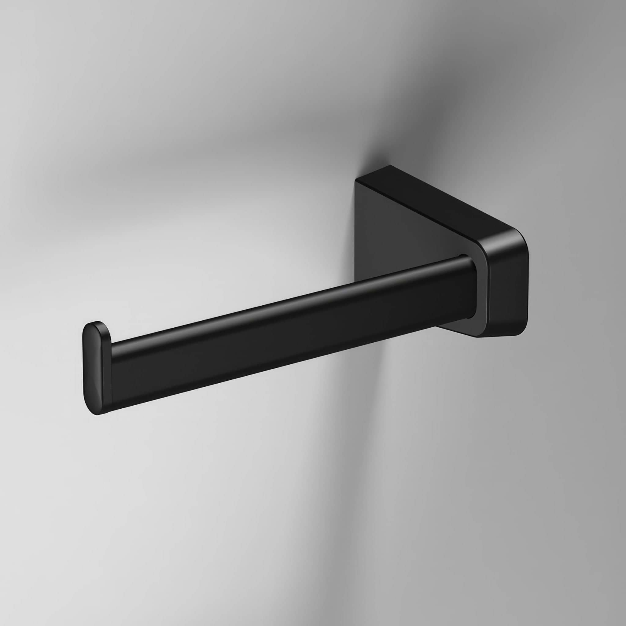S6 Black Open Toilet Roll Holder Left – Black - Hyperion Tiles