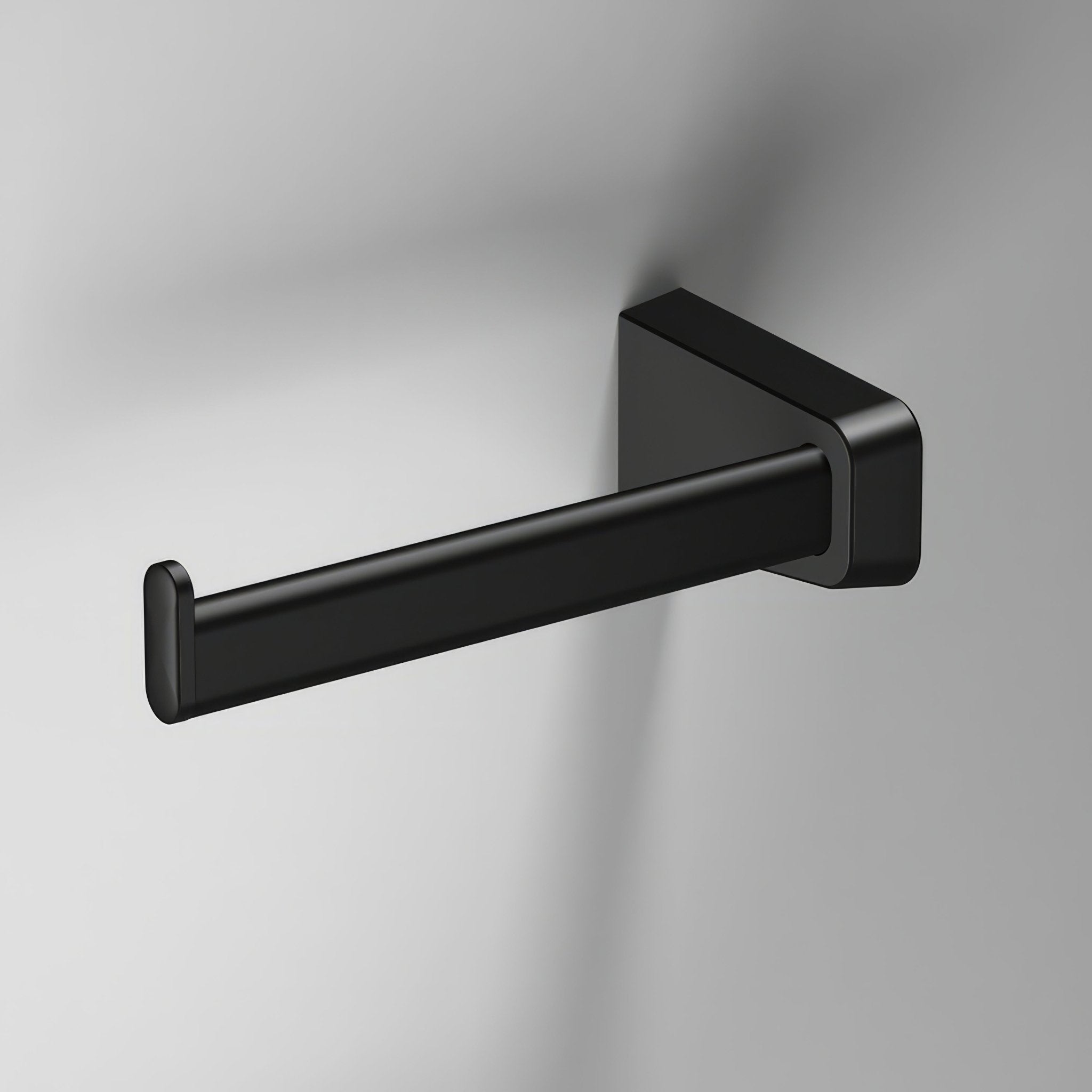 S6 Black Open Toilet Roll Holder Left – Black - Hyperion Tiles