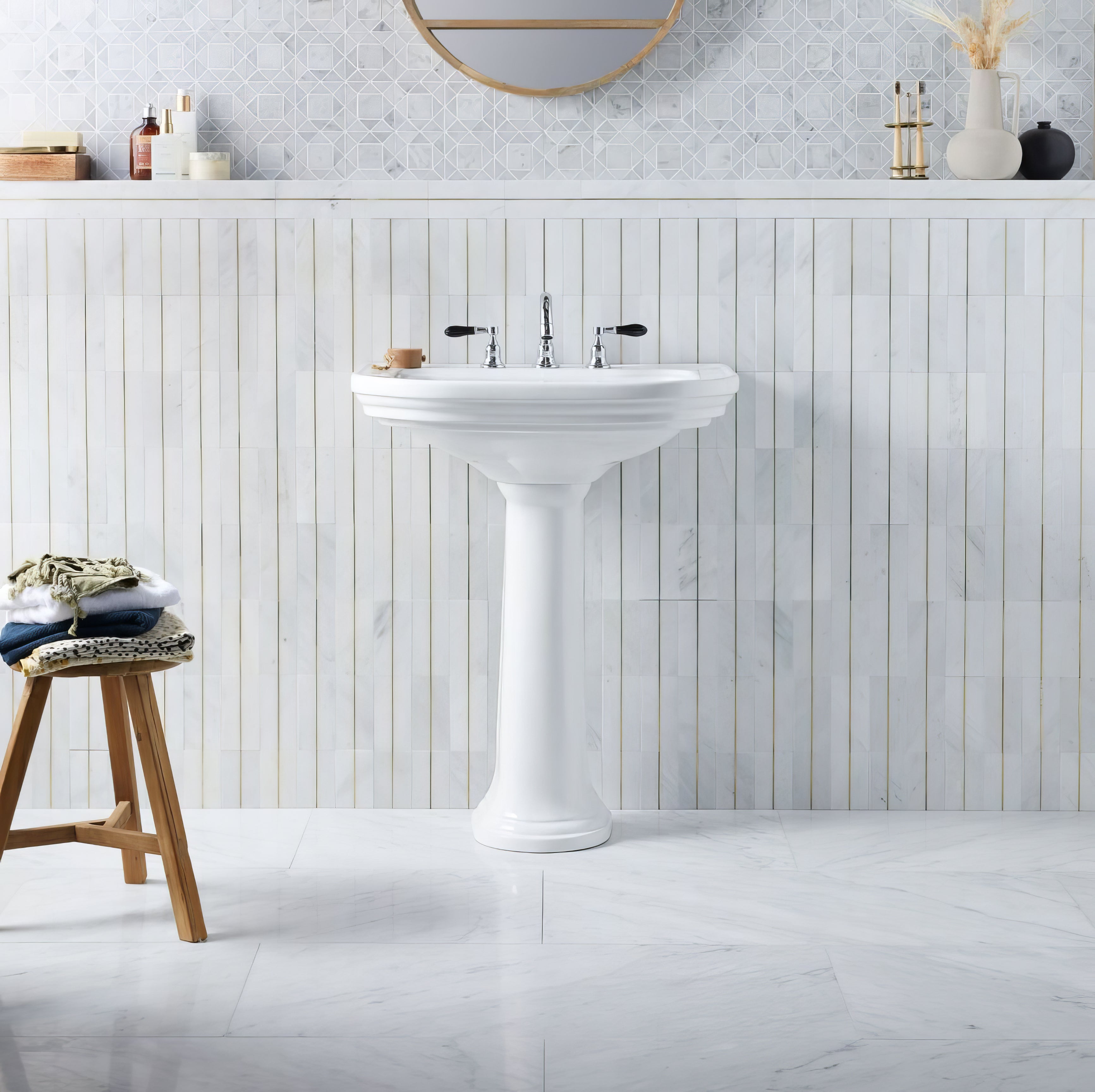 Carrara White Marble Tile 91 x 45.7cm - Hyperion Tiles - Fired Earth