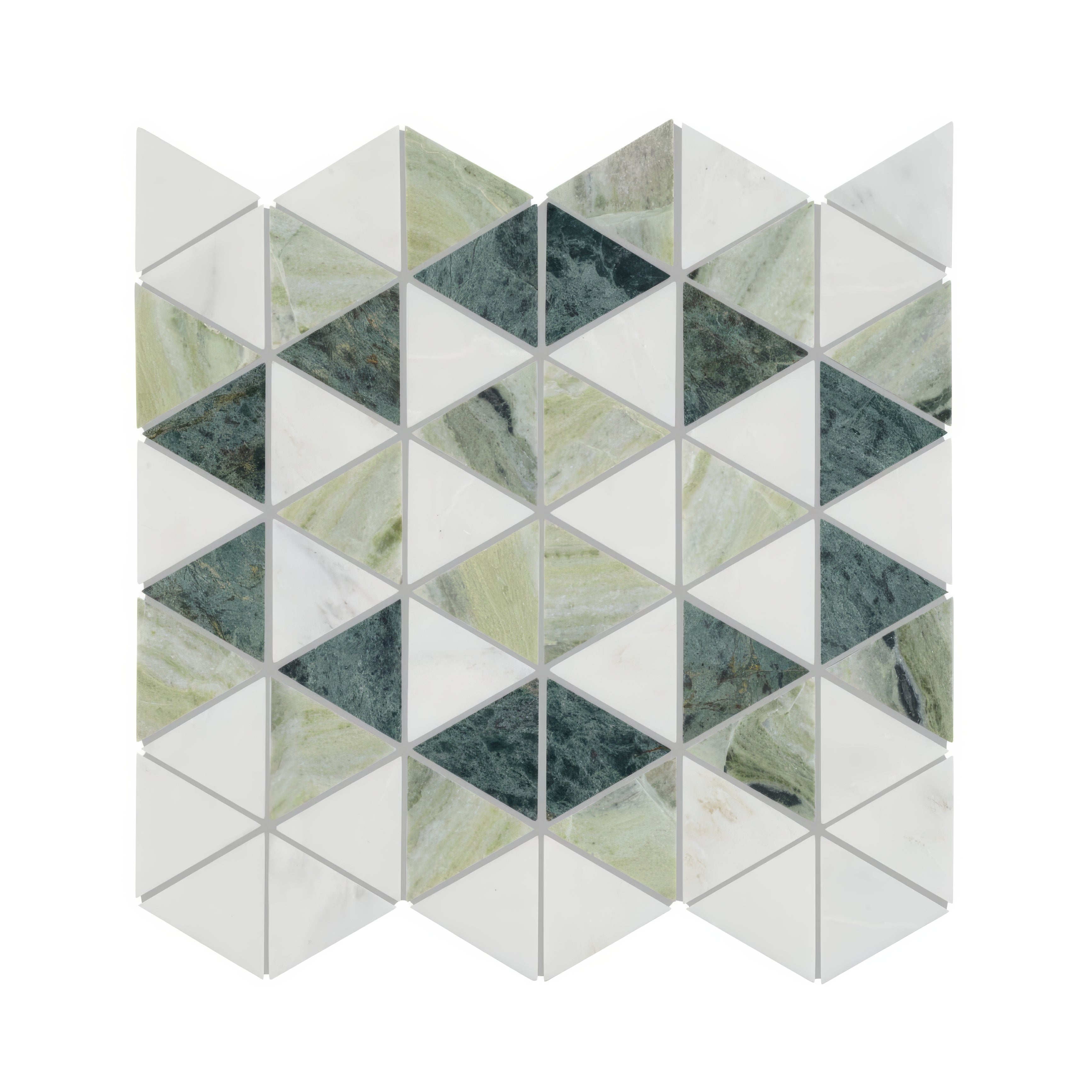 Seaspray Green Triangles Mosaic - Hyperion Tiles - Fired Earth