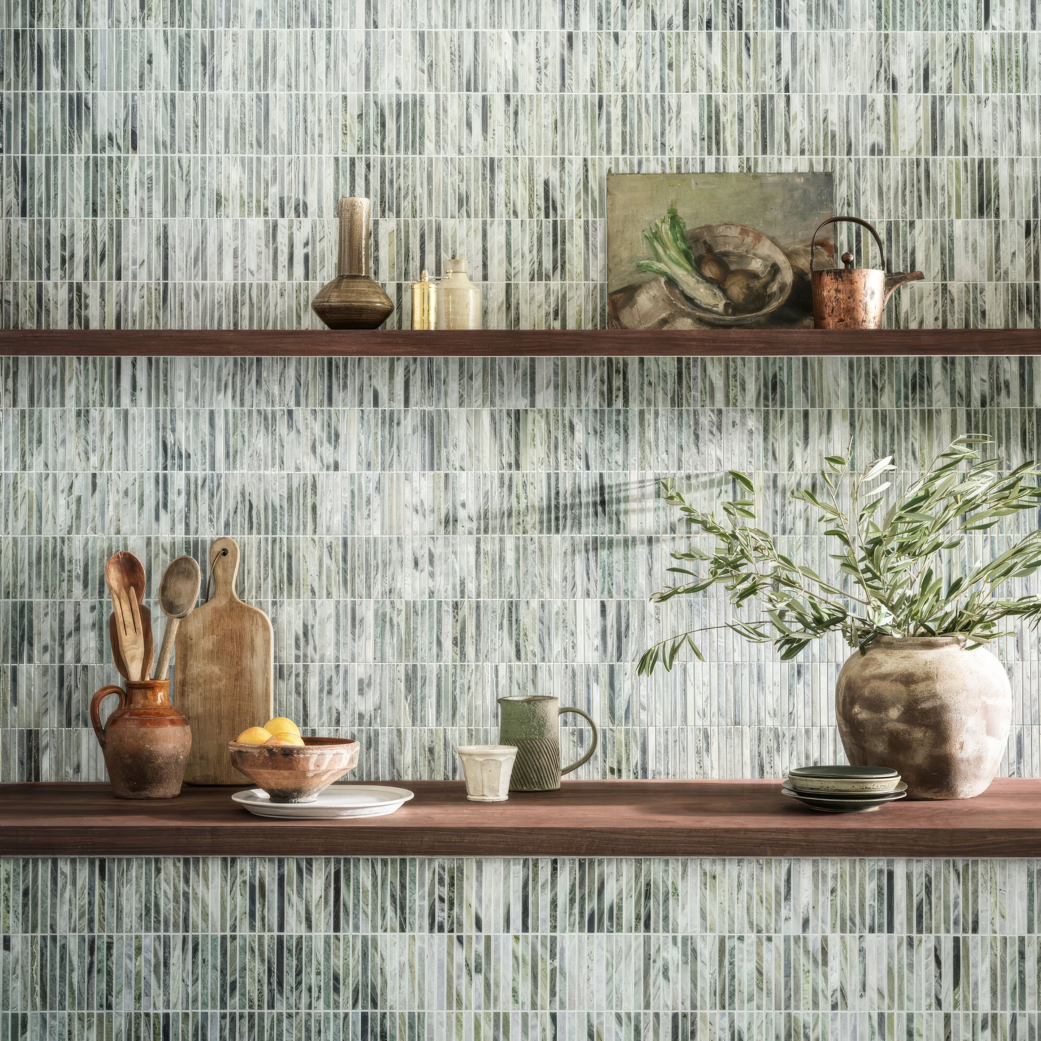 Seaspray Green Stacked Mosaic - Hyperion Tiles - Fired Earth