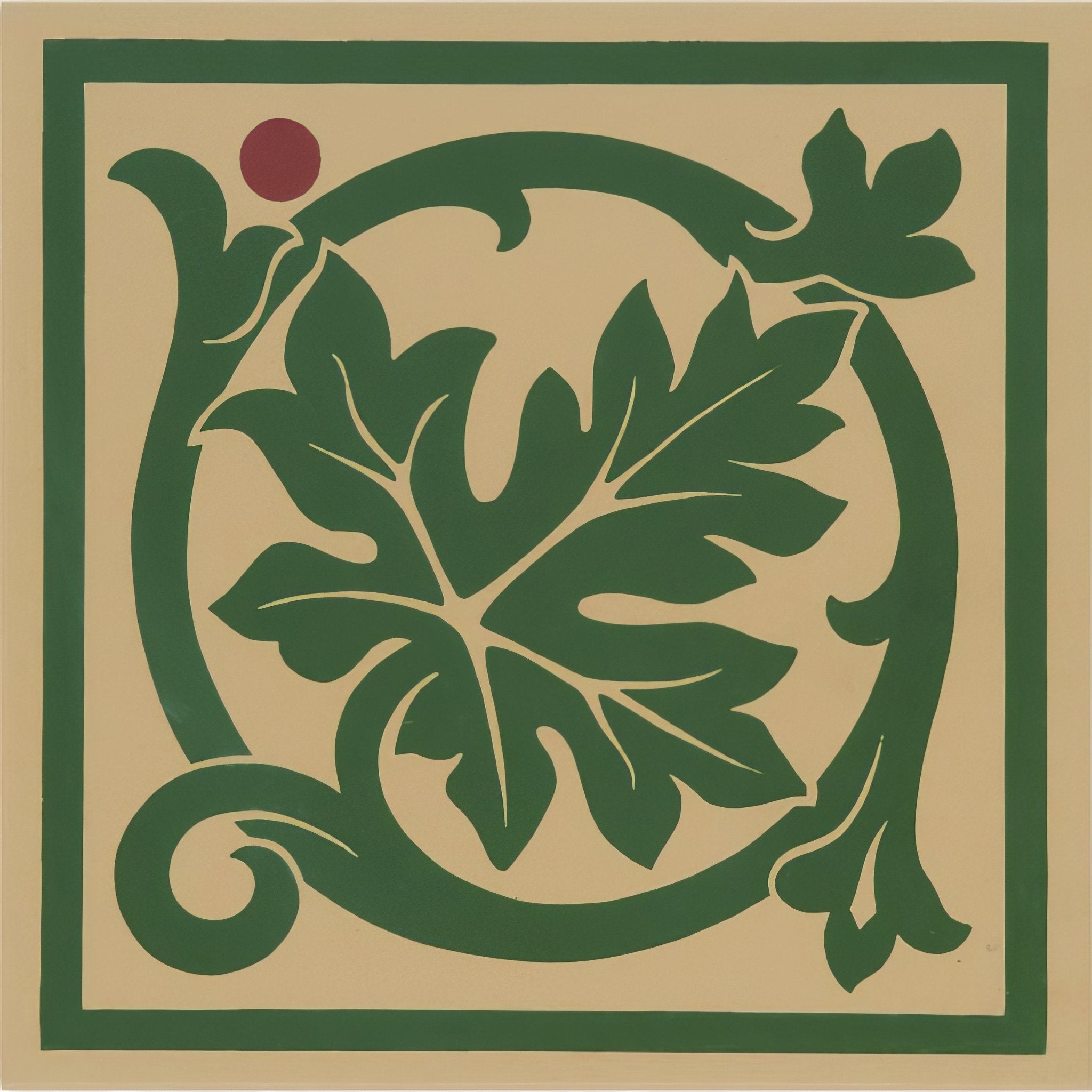 Shaftesbury Corner Green on Buff - Hyperion Tiles