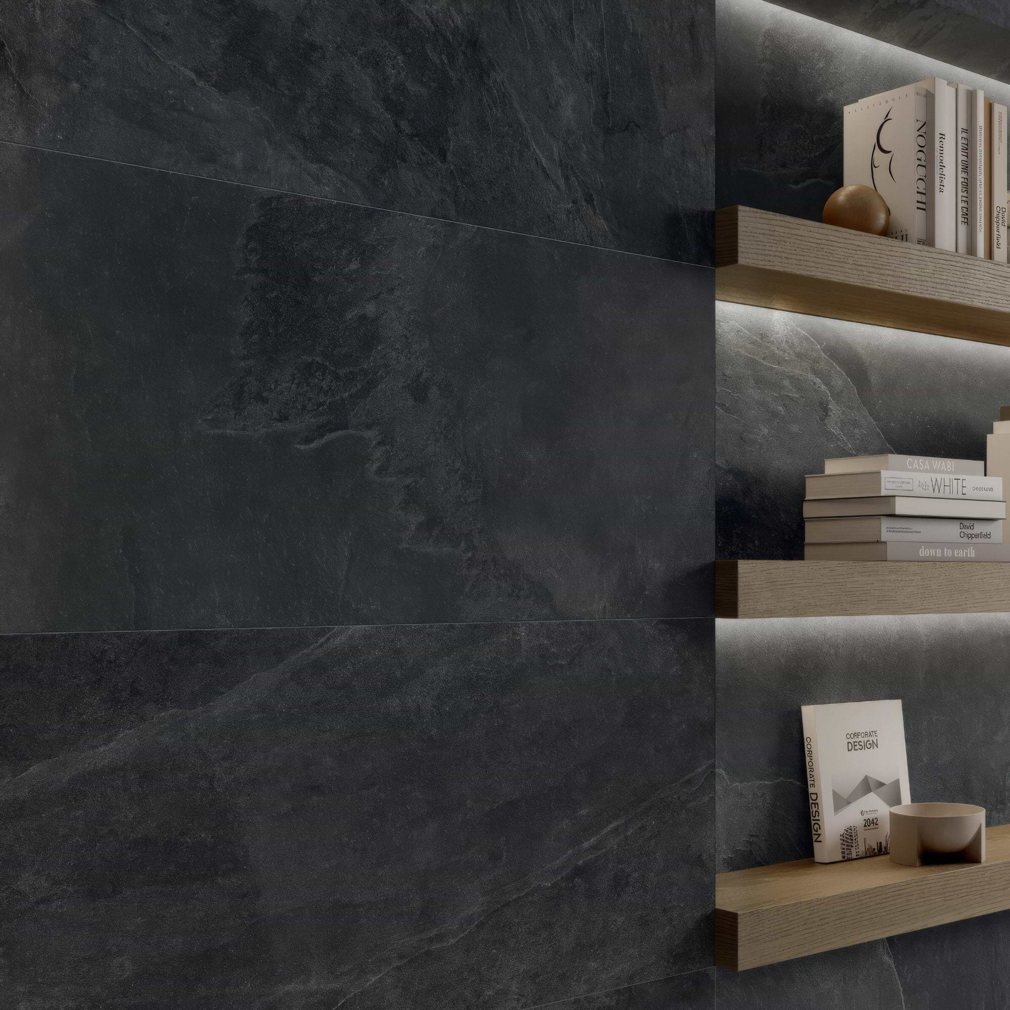 Shale Black 60 x 120cm - Hyperion Tiles