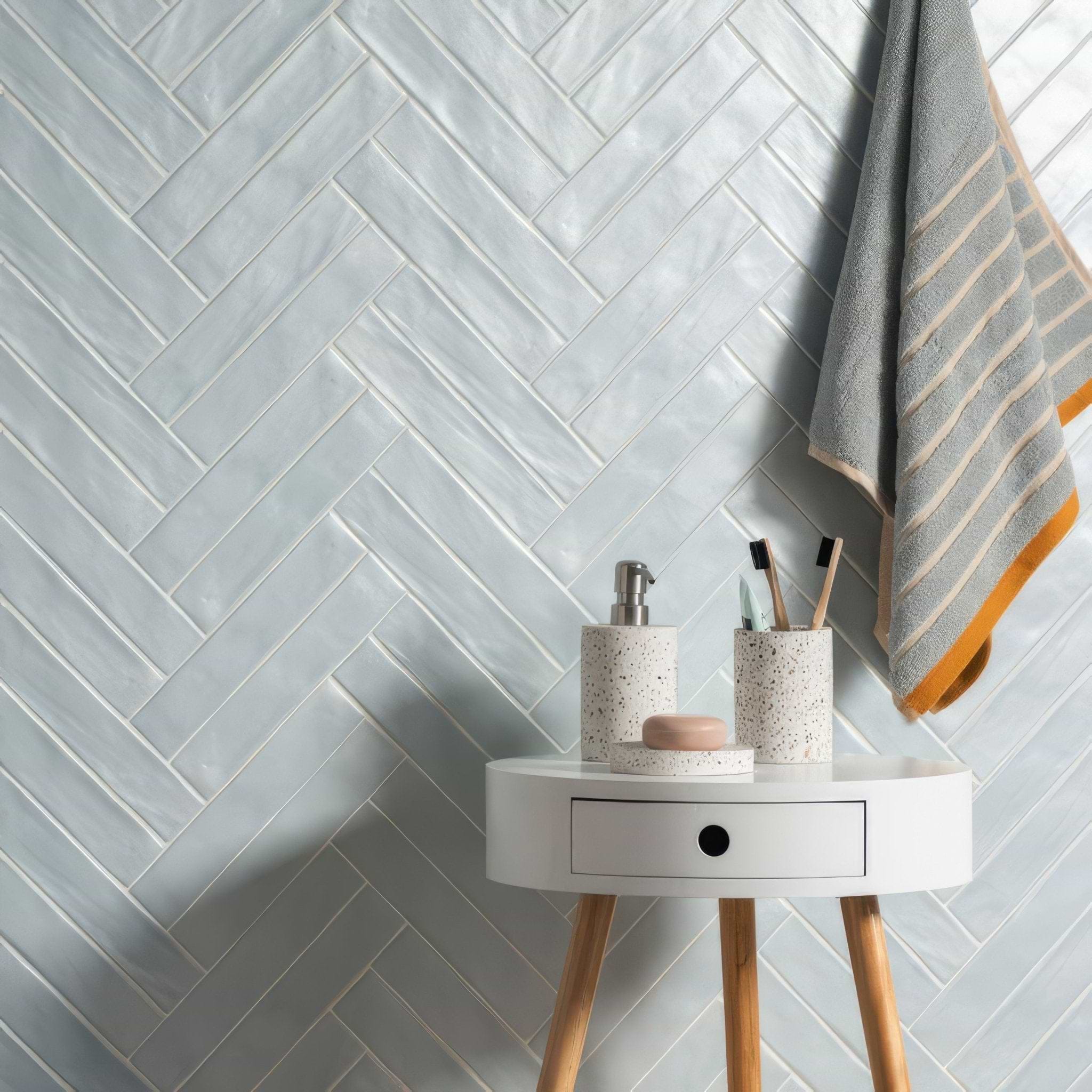 Sherbet Blue Brick 5x25cm - Hyperion Tiles