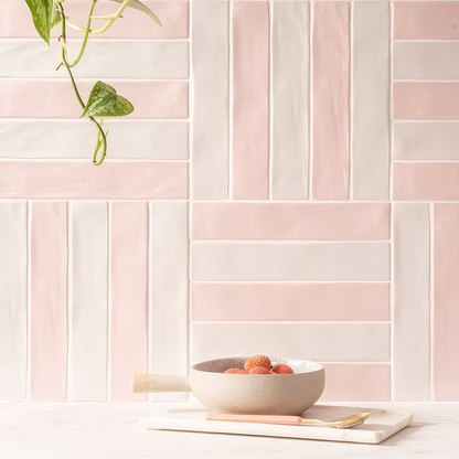 Sherbet Pink Brick 5x25cm - Hyperion Tiles