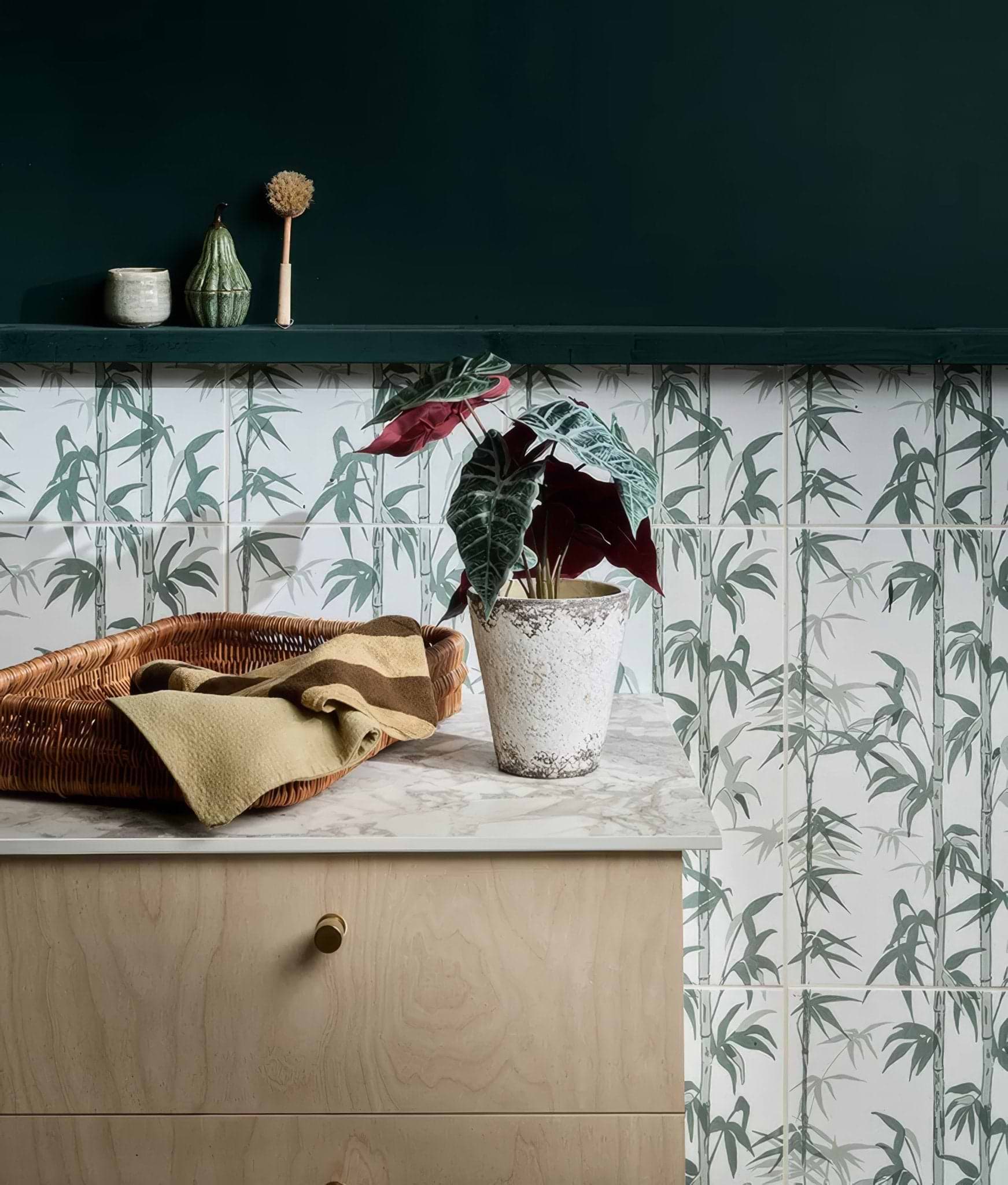 Silk Screen Ceramic Lantau Bamboo Smoke Green - Hyperion Tiles