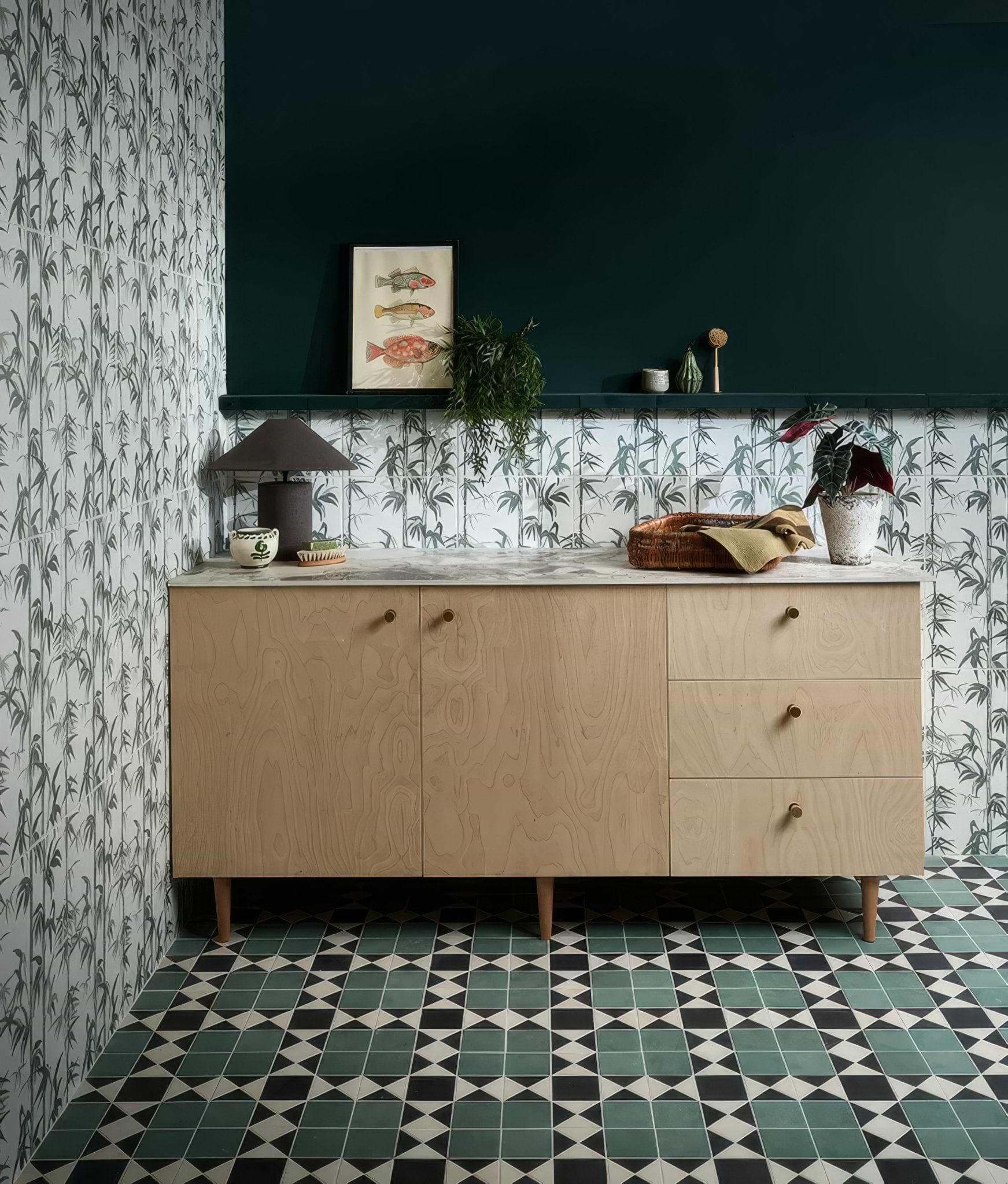 Silk Screen Ceramic Lantau Bamboo Smoke Green - Hyperion Tiles