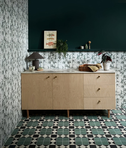 Silk Screen Ceramic Lantau Bamboo Smoke Green - Hyperion Tiles