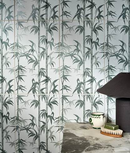 Silk Screen Ceramic Lantau Bamboo Smoke Green - Hyperion Tiles