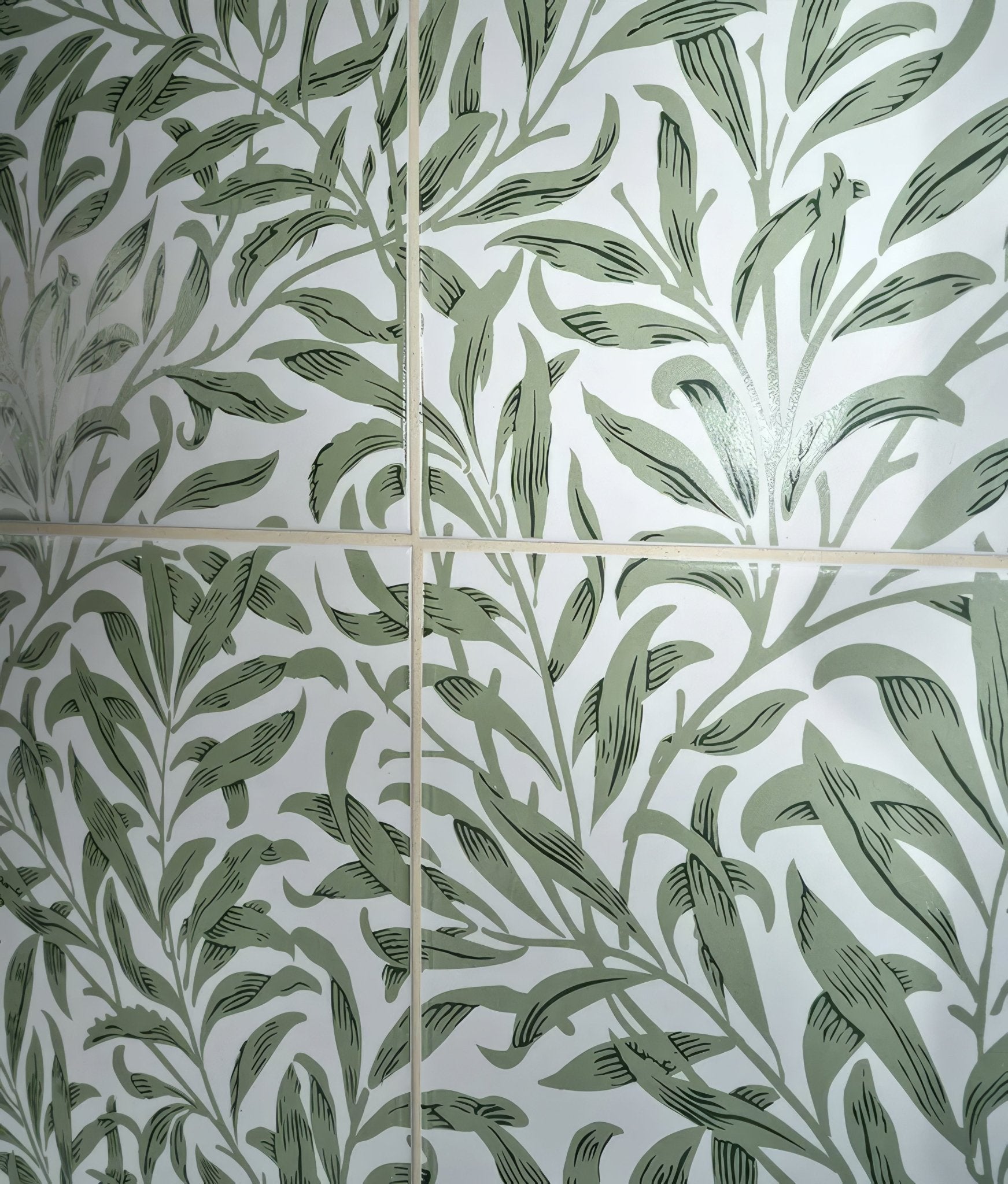 Silk Screen Ceramic Willow Cottage Spring Leaf - Hyperion Tiles