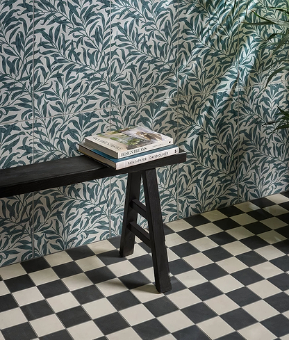 Silk Screen Ceramic Willow Cottage Teal - Hyperion Tiles
