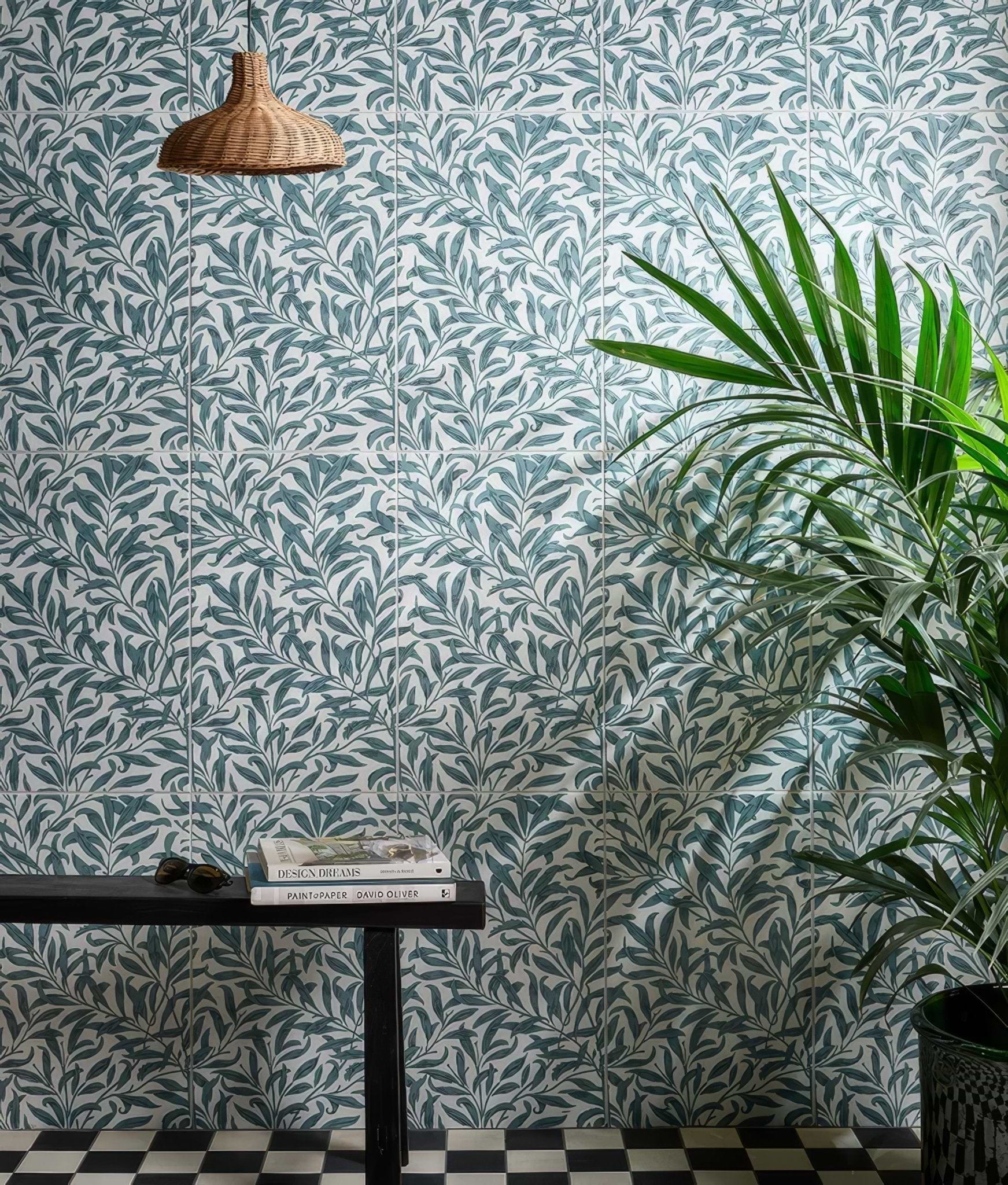 Silk Screen Ceramic Willow Cottage Teal - Hyperion Tiles