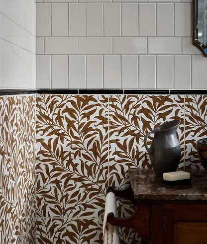 Silk Screen Ceramic Willow Cottage Tobacco - Hyperion Tiles